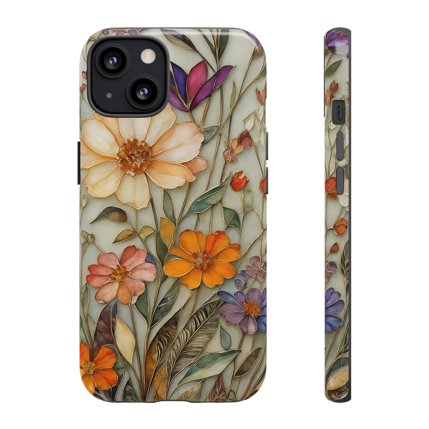 Phone case For iPhone & Samsung, Wildflower Mosaic MagSafe iPhone Case: Botanical Floral Design iPhone