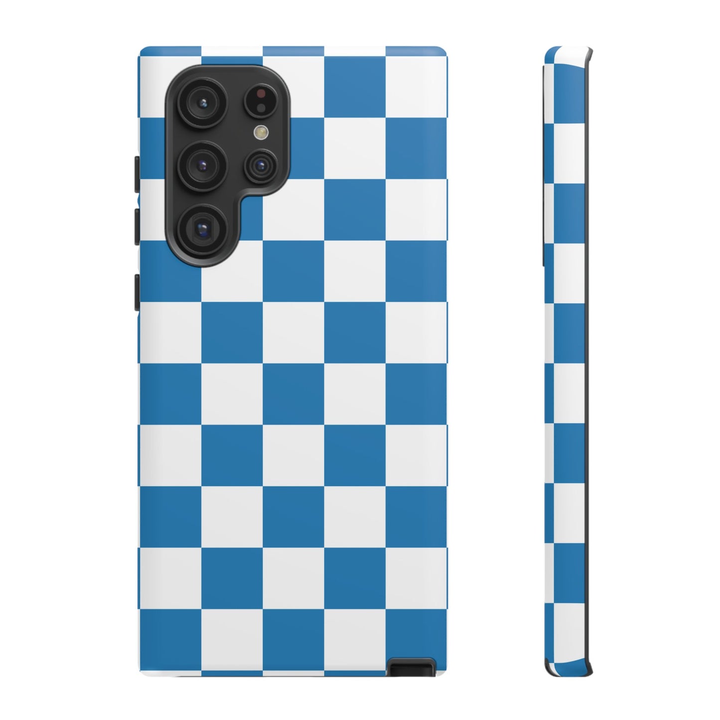 Blue Checkerboard Phone Case, Samsung Galaxy S25, S25 Plus, S24, S24 Plus, S24 Ultra, S23, S22, S22 Plus, S21 Ultra, S21 FE, S20+