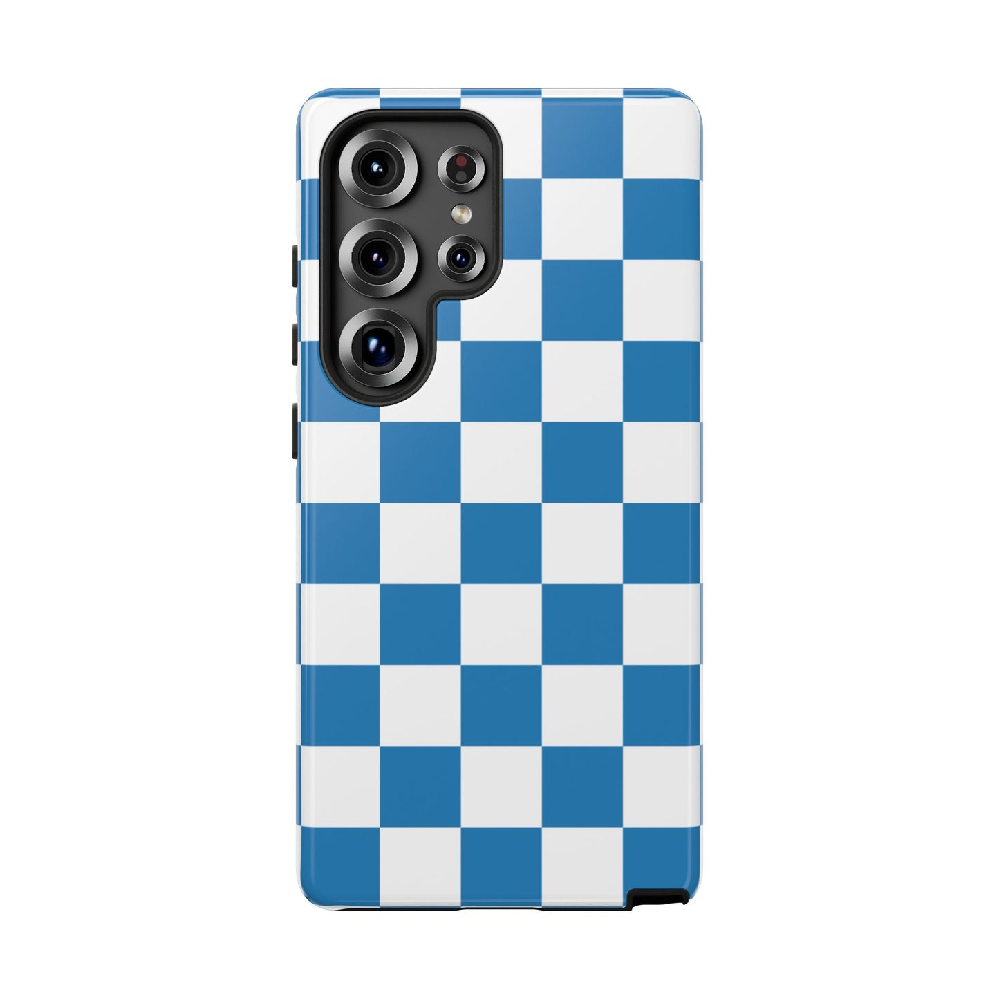 Blue Checkerboard Phone Case, Samsung Galaxy S25, S25 Plus, S24, S24 Plus, S24 Ultra, S23, S22, S22 Plus, S21 Ultra, S21 FE, S20+