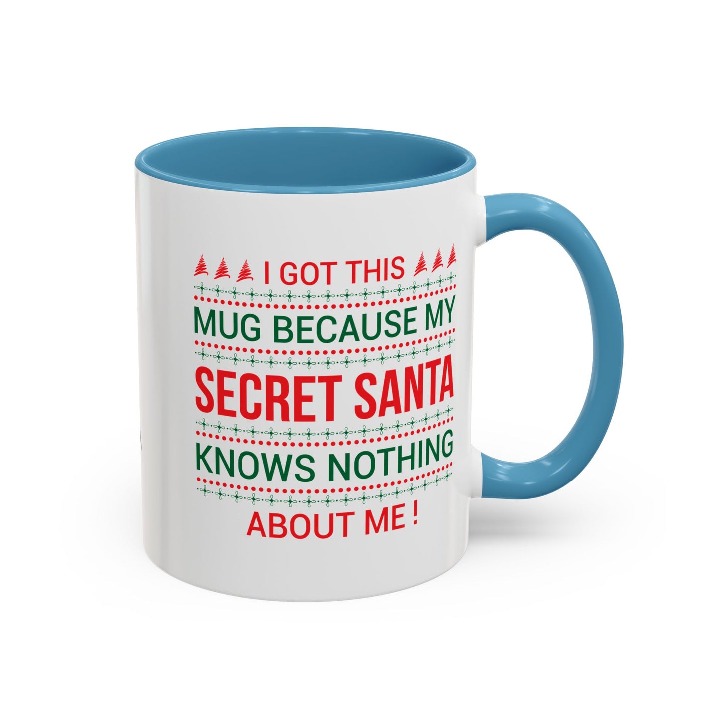 Personalized Secret Santa Accent Coffee Mug, Holiday Gift, Funny Christmas Mug, Unique Office Secret Santa Gift, Custom Drinkware