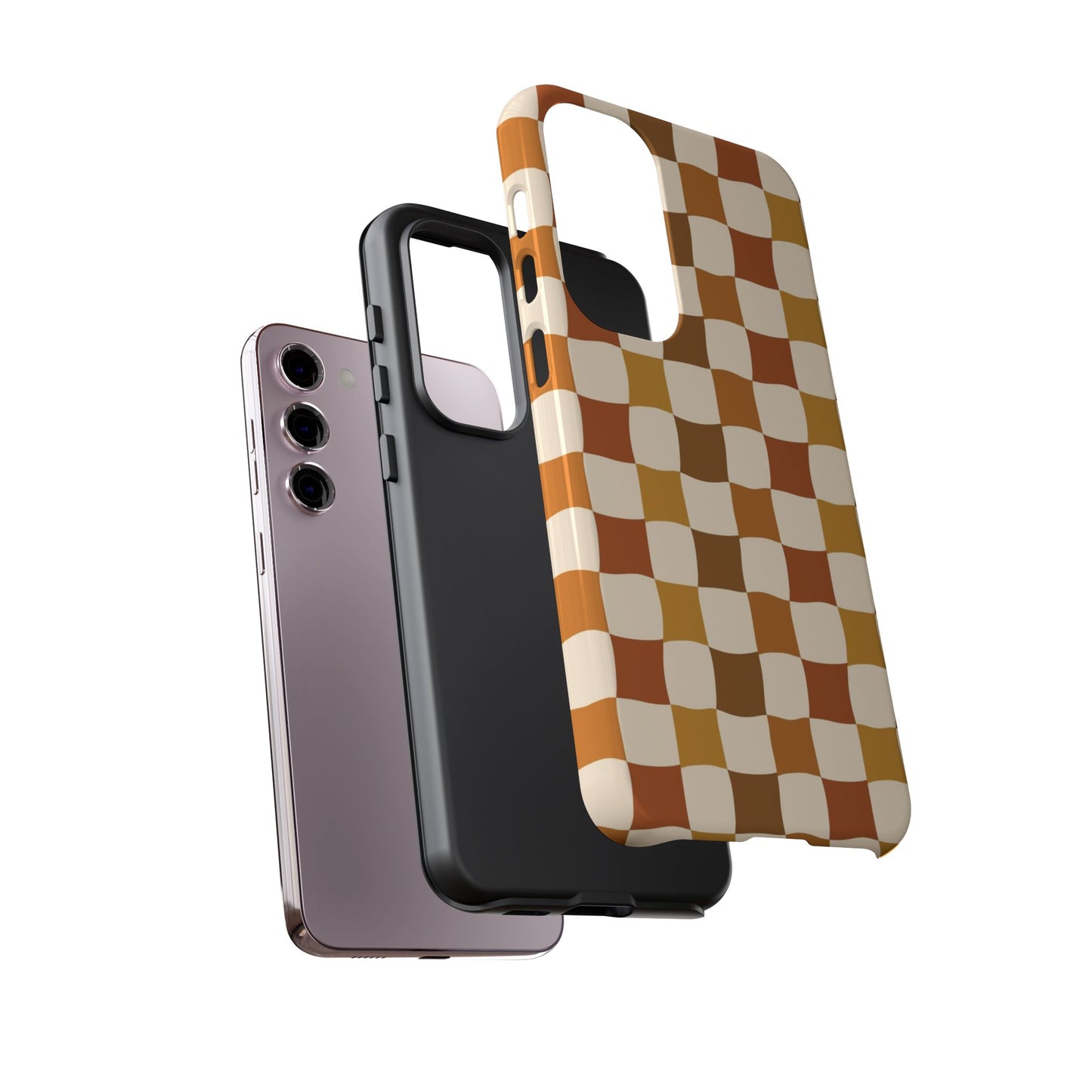 Boho Checked Phone Case, Checkerboard Design, Durable Protection, Phone Cover, Phone case For iPhone and Samsung, Trendy Phone Cover