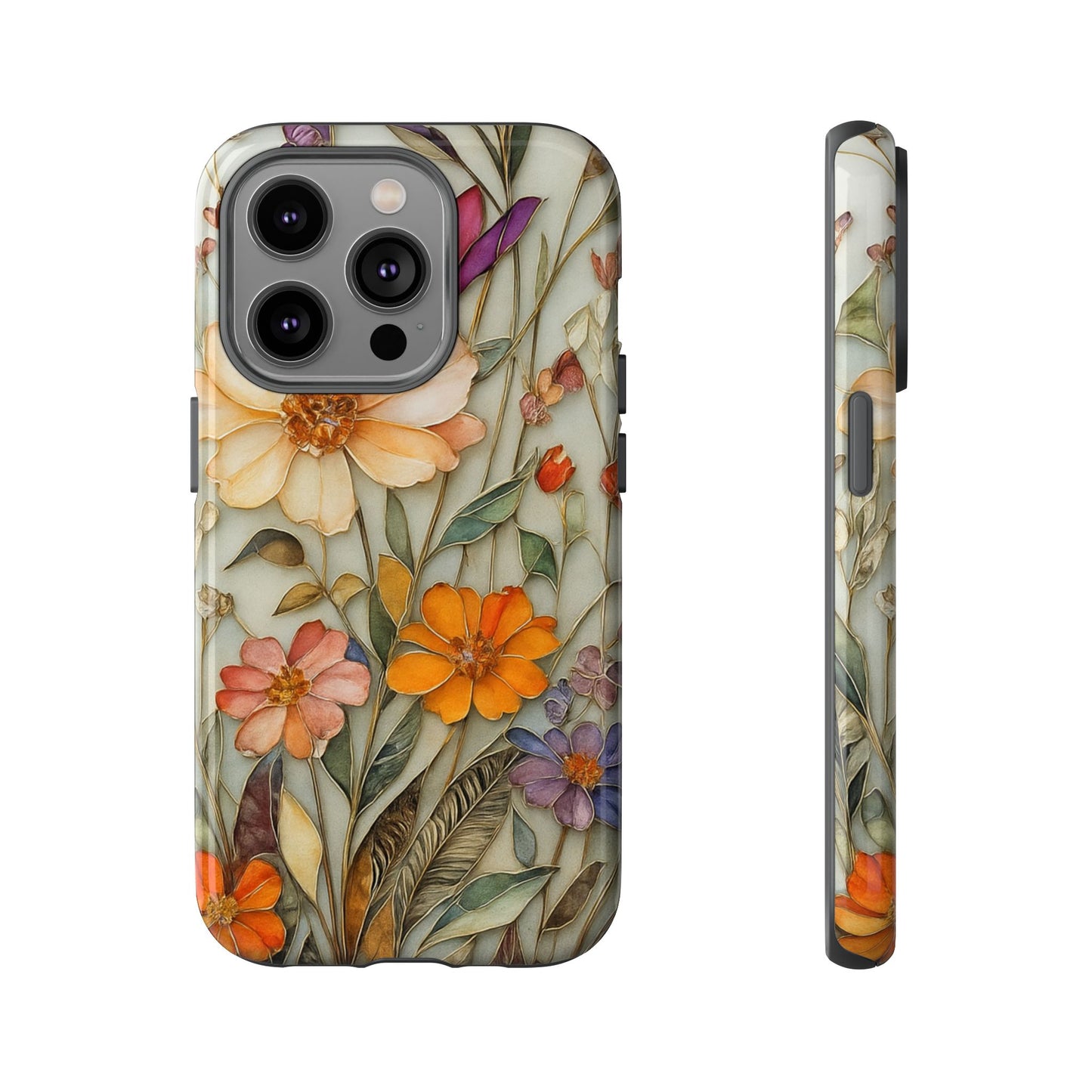 Phone case For iPhone & Samsung, Wildflower Mosaic MagSafe iPhone Case: Botanical Floral Design iPhone