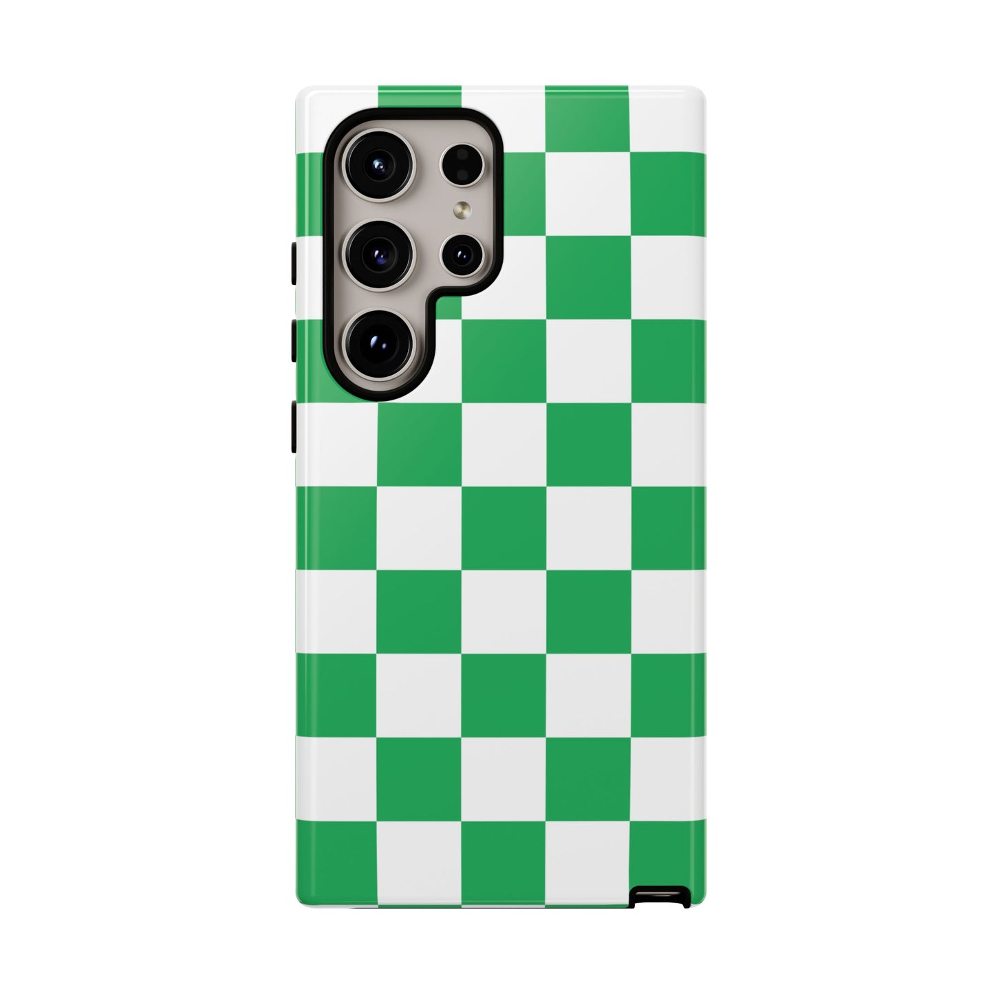 Green Checkered Phone Case, Phone Cases Samsung Galaxy S25, S25 Plus, S24, S24 Plus, S24 Ultra, S23, S22, S22 Plus, S21 Ultra, S21 FE, S20+