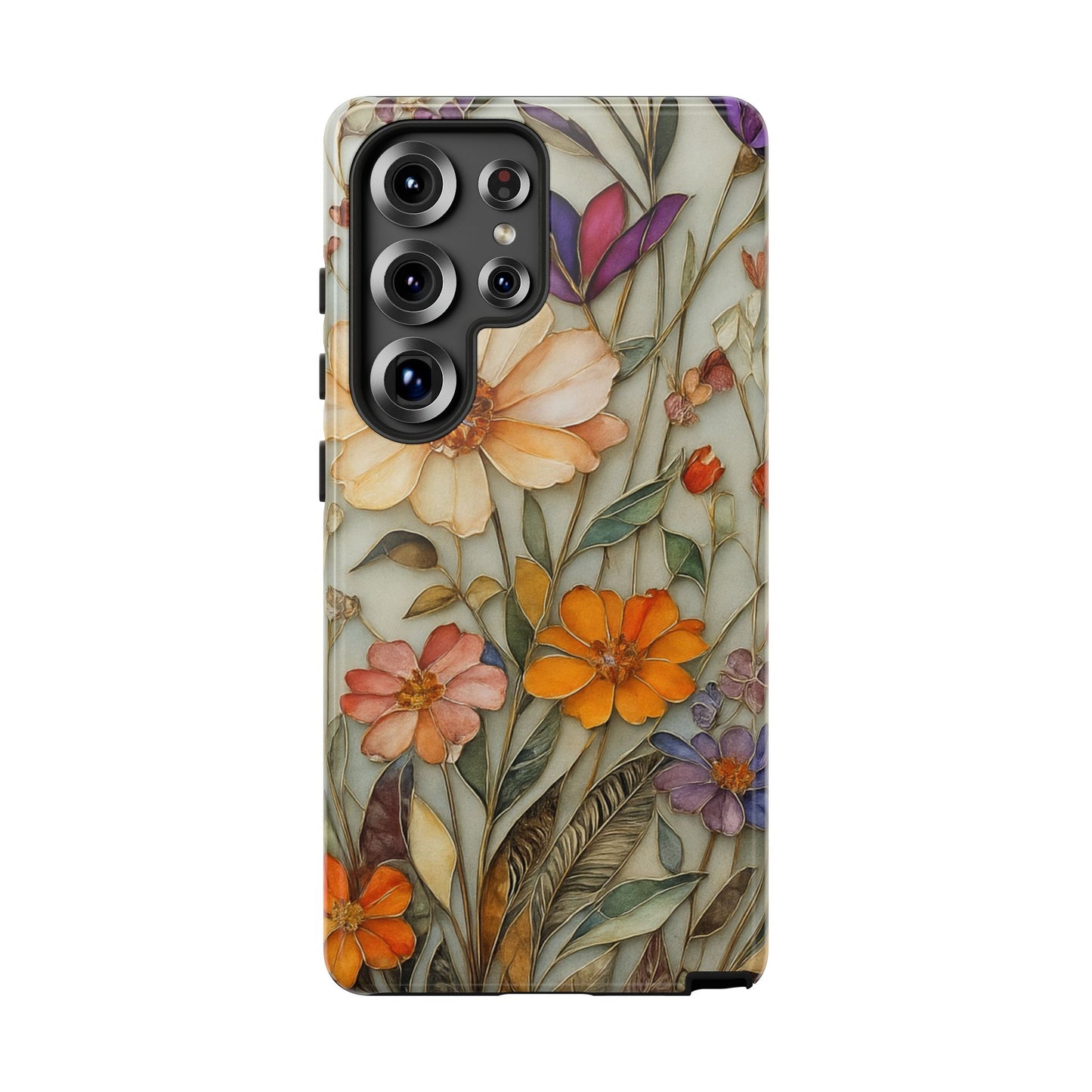 Phone case For iPhone & Samsung, Wildflower Mosaic MagSafe iPhone Case: Botanical Floral Design iPhone