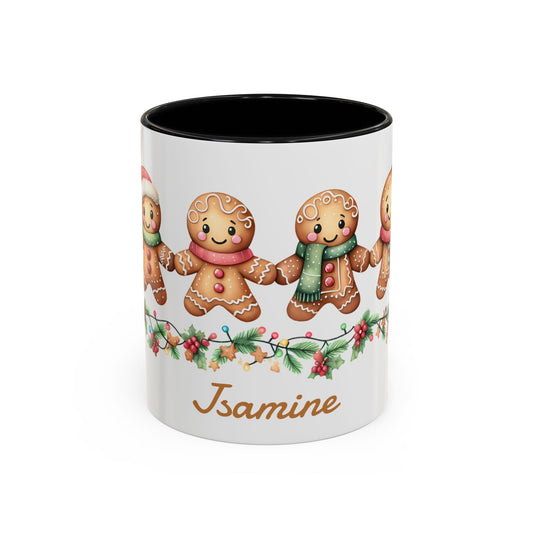 Personalized Gingerbread Friends Coffee Mug, Holiday Mug, Christmas Decor, Personalized Coffee Cup, Gift for Her, Winter Wonderland