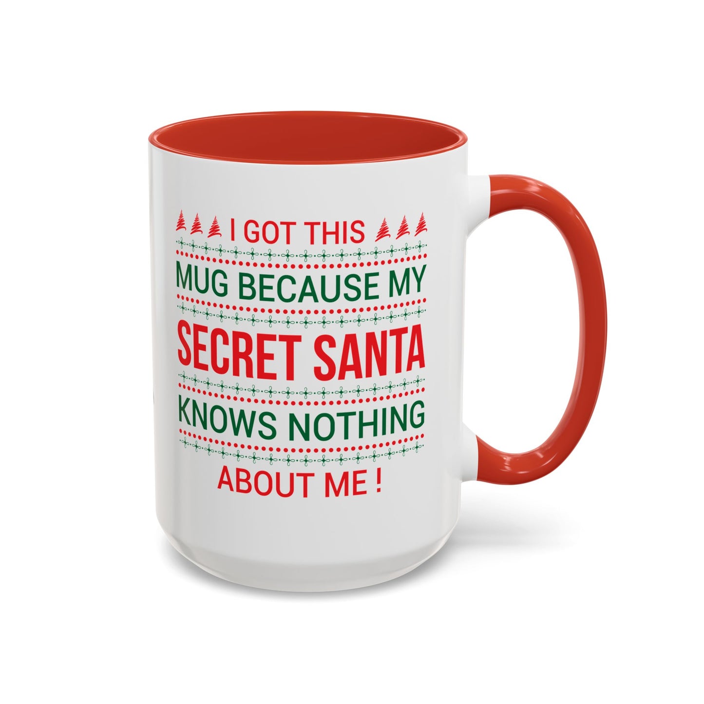 Personalized Secret Santa Accent Coffee Mug, Holiday Gift, Funny Christmas Mug, Unique Office Secret Santa Gift, Custom Drinkware