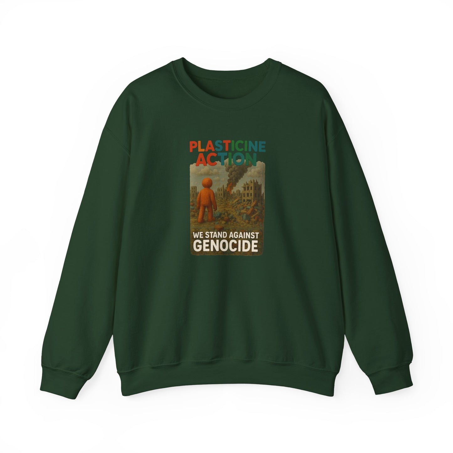 We stand against Genocide Crewneck Sweatshirt, Vintage Style, Sustainability Statement, Unisex Gift, Ethical Fashion, Activism Apparel