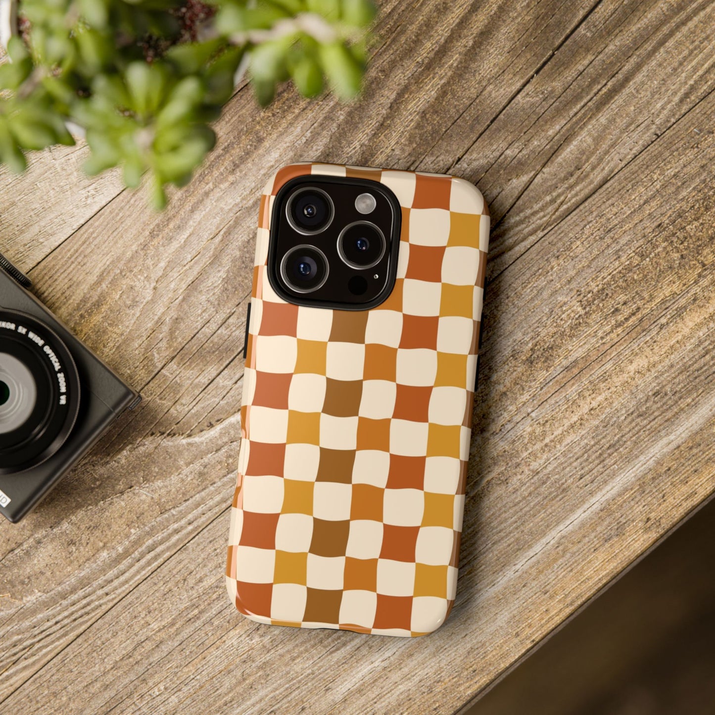 Boho Checked Phone Case, Checkerboard Design, Durable Protection, Phone Cover, Phone case For iPhone and Samsung, Trendy Phone Cover