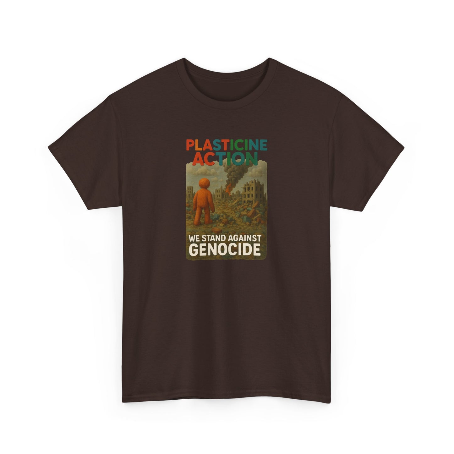 Plasticine Action Heavy Cotton Tee, Stand Against Genocide, Activist Wear, Social Justice Shirt, Awareness Tee, Thought Provoking Apparel