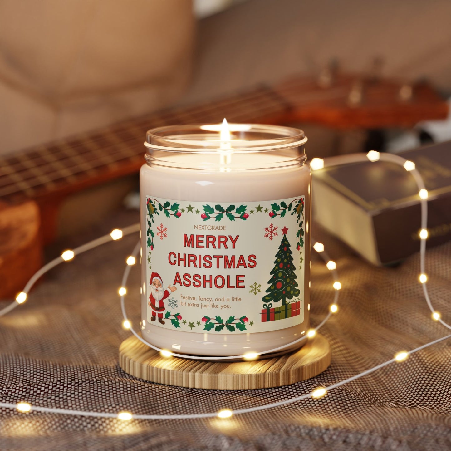 Merry Christmas Asshole Candle, Funny Holiday Gift for Friends or Coworkers | Hand-Poured Soy Candle | 9 Scents | Hilarious Christmas Candle