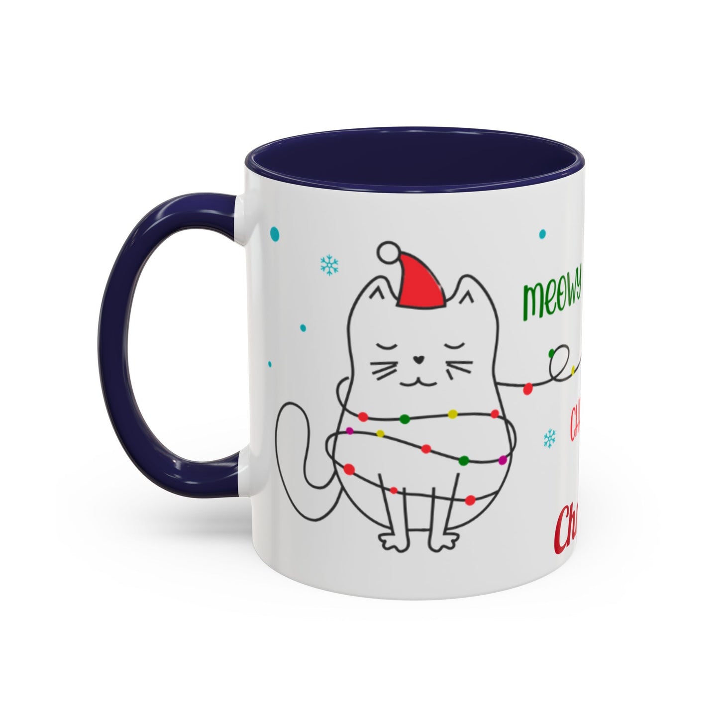 Personalized Meowy Christmas Accent Mug, Funny Holiday Coffee Cup, Cat Lover Gift, Festive Drinkware, Christmas Decor, Personalized Mug