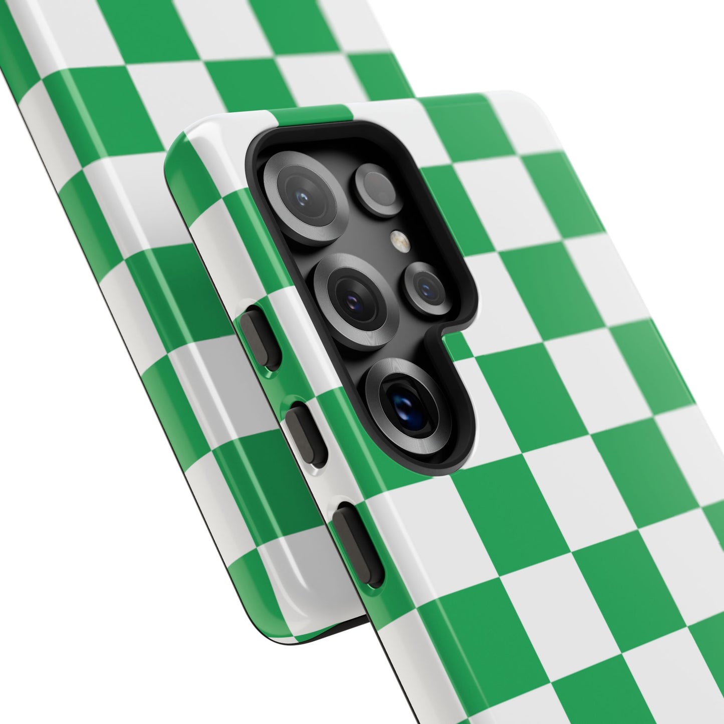 Green Checkered Phone Case, Phone Cases Samsung Galaxy S25, S25 Plus, S24, S24 Plus, S24 Ultra, S23, S22, S22 Plus, S21 Ultra, S21 FE, S20+