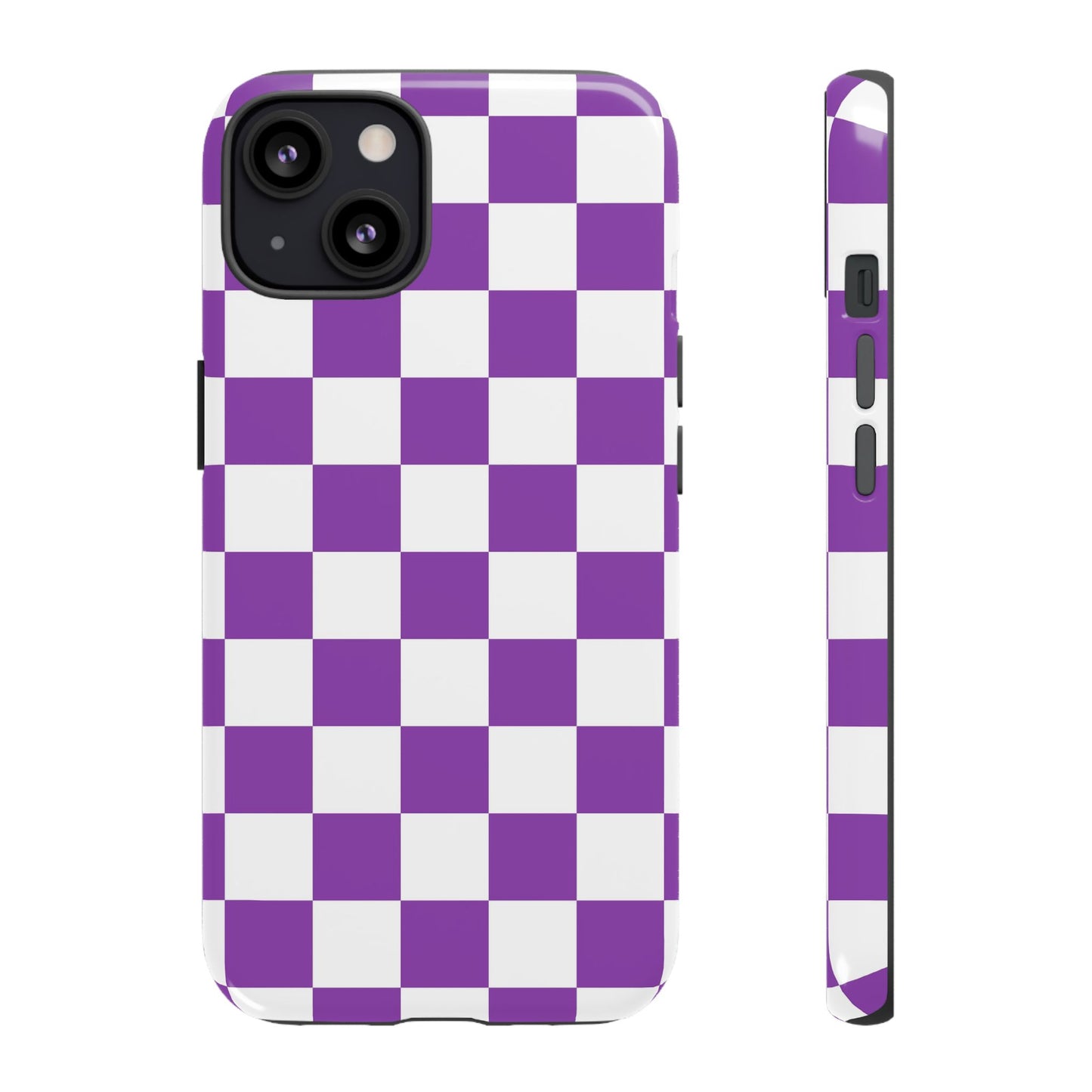 Purple Checkered Phone Case,  iPhone 17 Pro, 17, 16, 15, 14, 13, 12, 11, X, XR, XS MAX, Trendy Gift for Friends, Accessory for Occasions