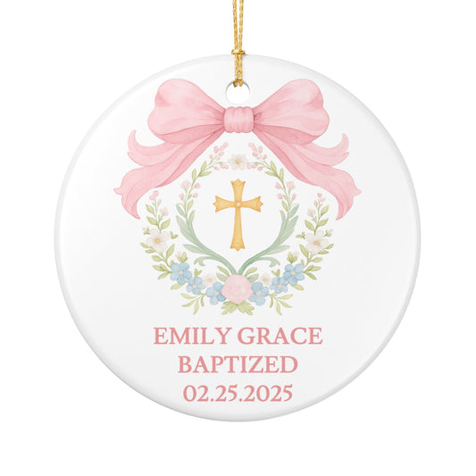 Personalized Girls Baptism Ornament Custom Christening Ornament Baptized Ornament First Communion Gift Baptism Gift Christmas Baby Girl Gift