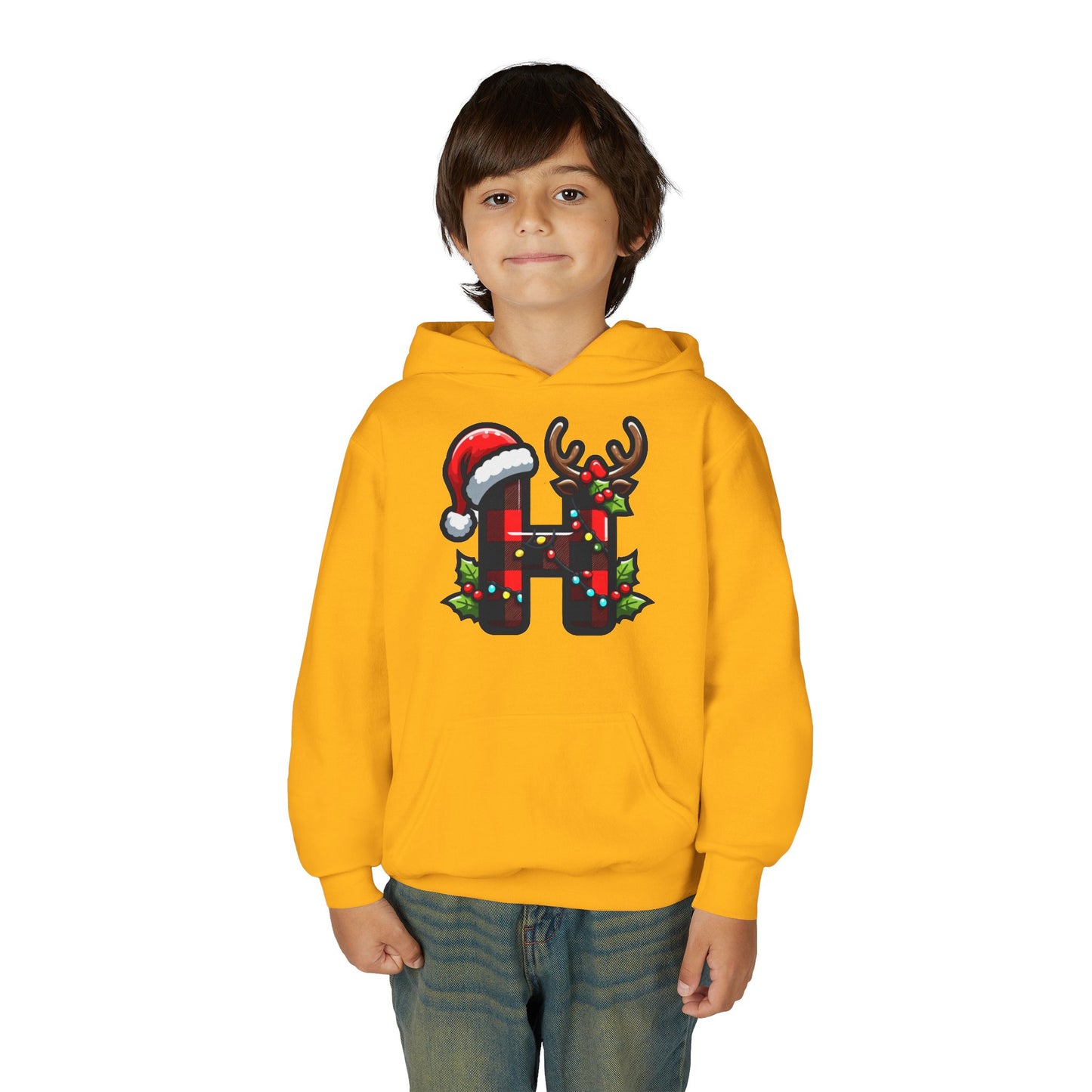 Personalized Festive Reindeer Hoodie for Kids, Christmas Sweatshirt hoodie, Holiday Gift, Cozy Winter Attire, Personalized Youth Hoody
