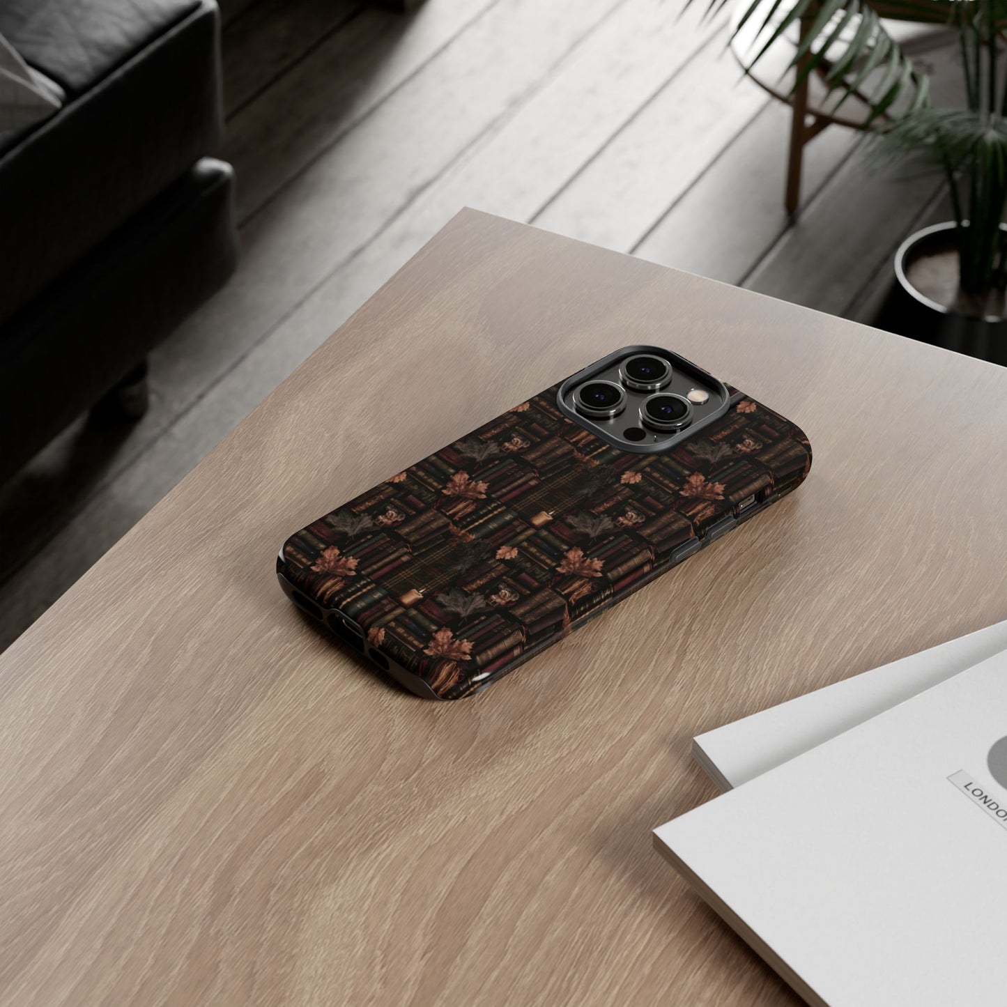 Gothic Phone Case Dark Academia Literary iPhone Samsung Cover with Books & Flowers, Phone case