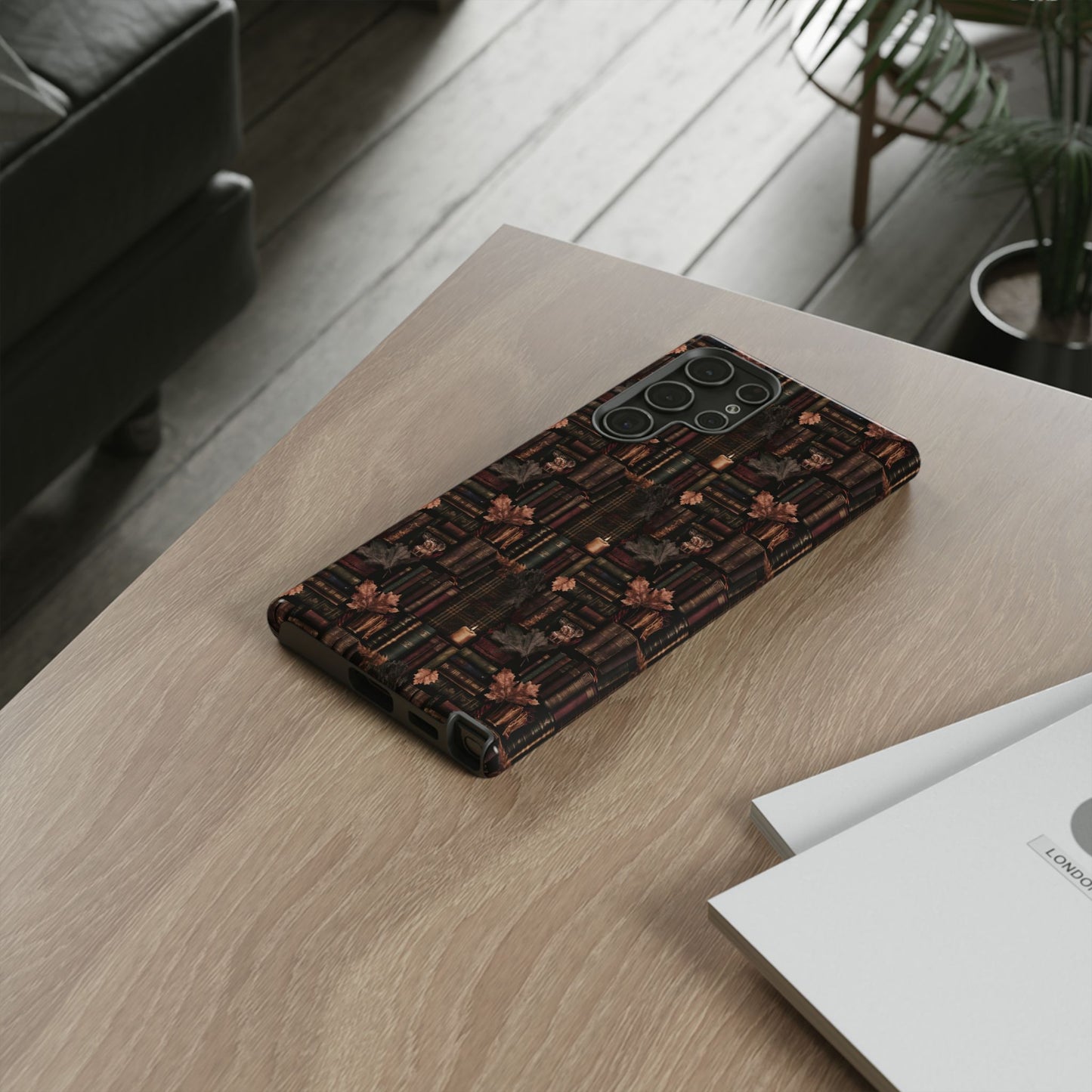Gothic Phone Case Dark Academia Literary iPhone Samsung Cover with Books & Flowers, Phone case