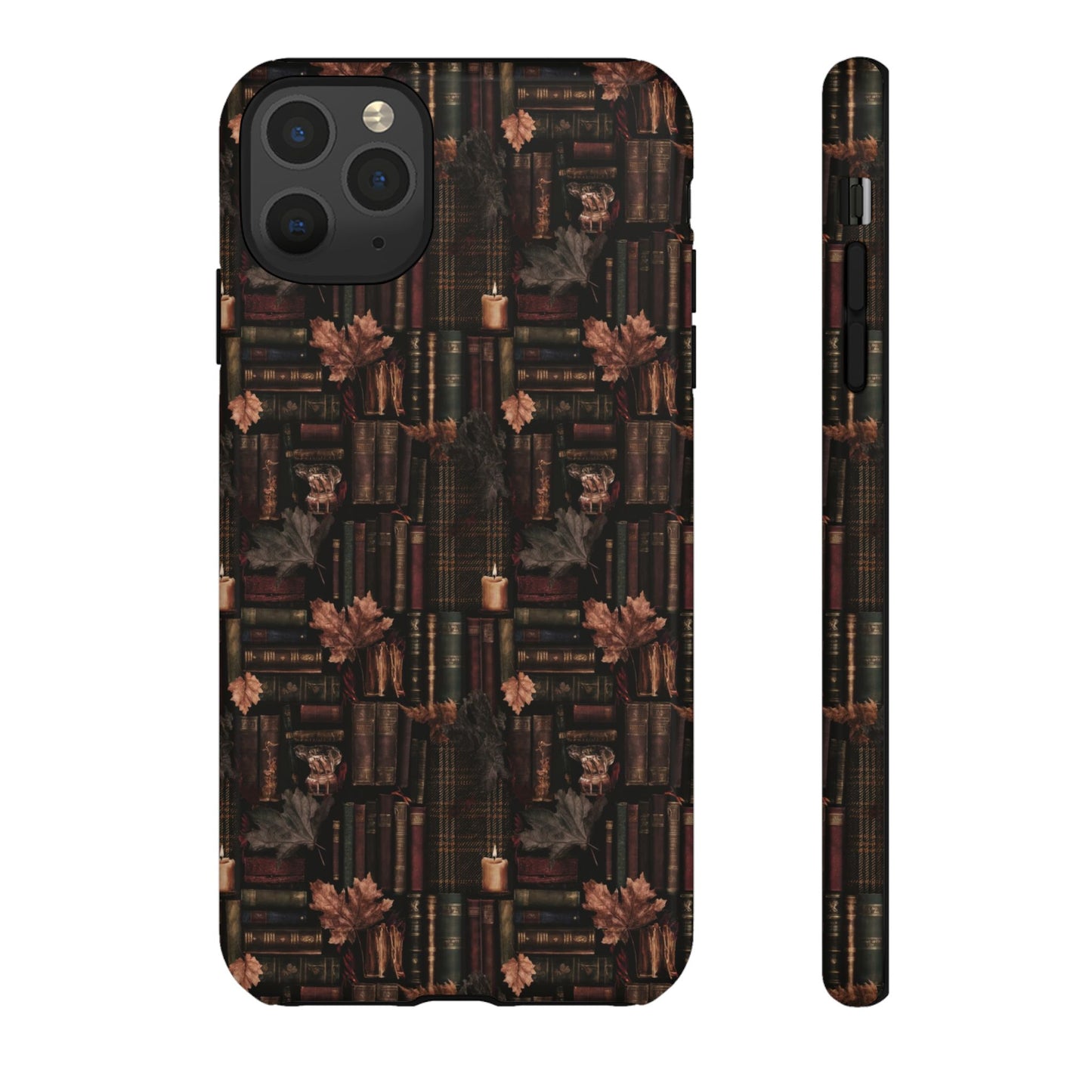 Gothic Phone Case Dark Academia Literary iPhone Samsung Cover with Books & Flowers, Phone case