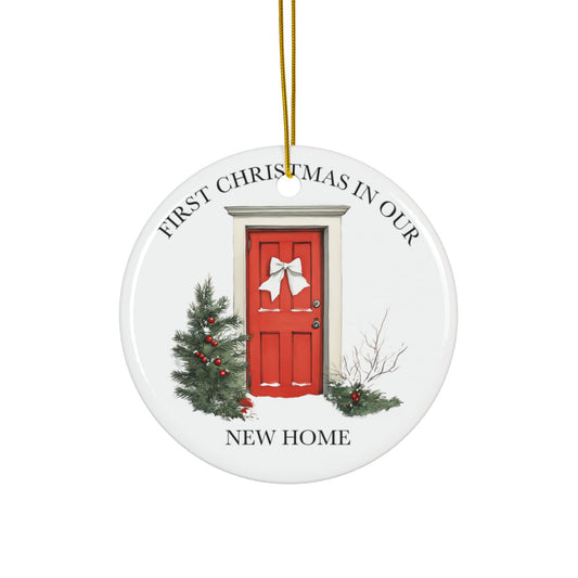 First Christmas in Our New Home Ornament | Personalized Holiday Ornament | New House Christmas Gift | Custom Ceramic Keepsake for Homeowners