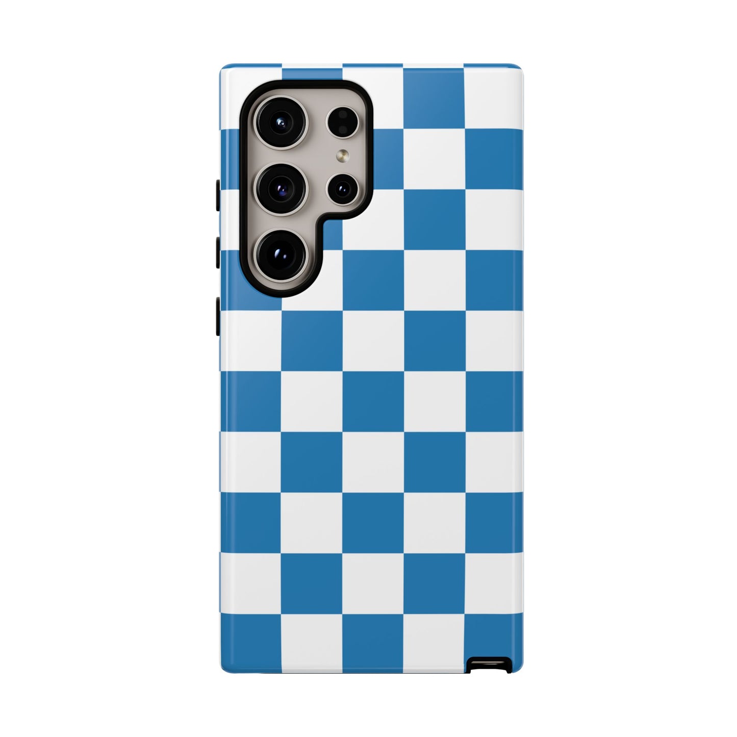 Blue Checkerboard Phone Case, Samsung Galaxy S25, S25 Plus, S24, S24 Plus, S24 Ultra, S23, S22, S22 Plus, S21 Ultra, S21 FE, S20+