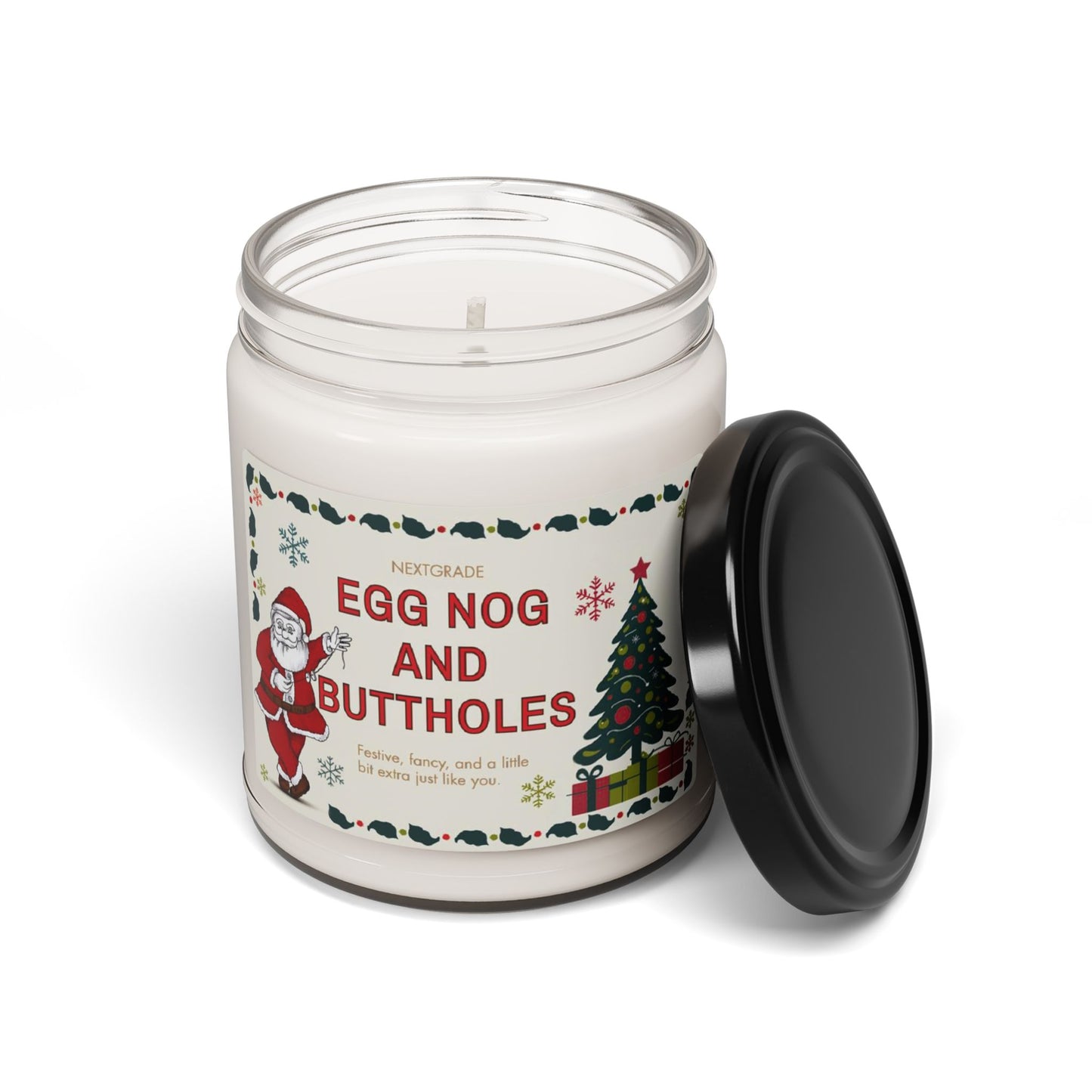 Egg Nog and Buttholes Candle Funny Christmas Candle Gift for Friends, Family Coworkers | Clean Burn, Long-Lasting, Hilarious Holiday Gift