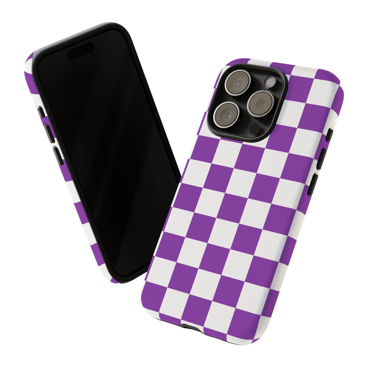 Purple Checkered Phone Case,  iPhone 17 Pro, 17, 16, 15, 14, 13, 12, 11, X, XR, XS MAX, Trendy Gift for Friends, Accessory for Occasions