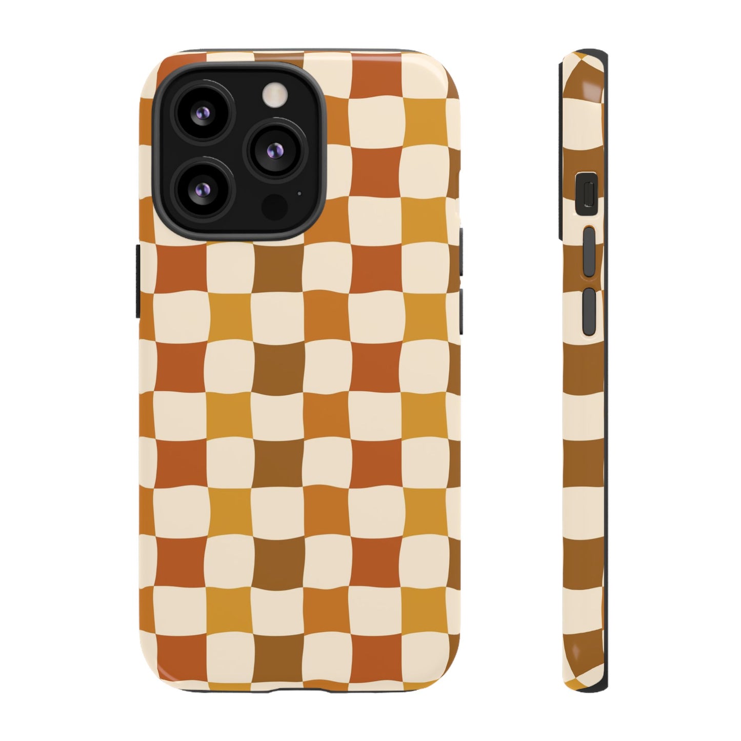 Boho Checked Phone Case, Checkerboard Design, Durable Protection, Phone Cover, Phone case For iPhone and Samsung, Trendy Phone Cover