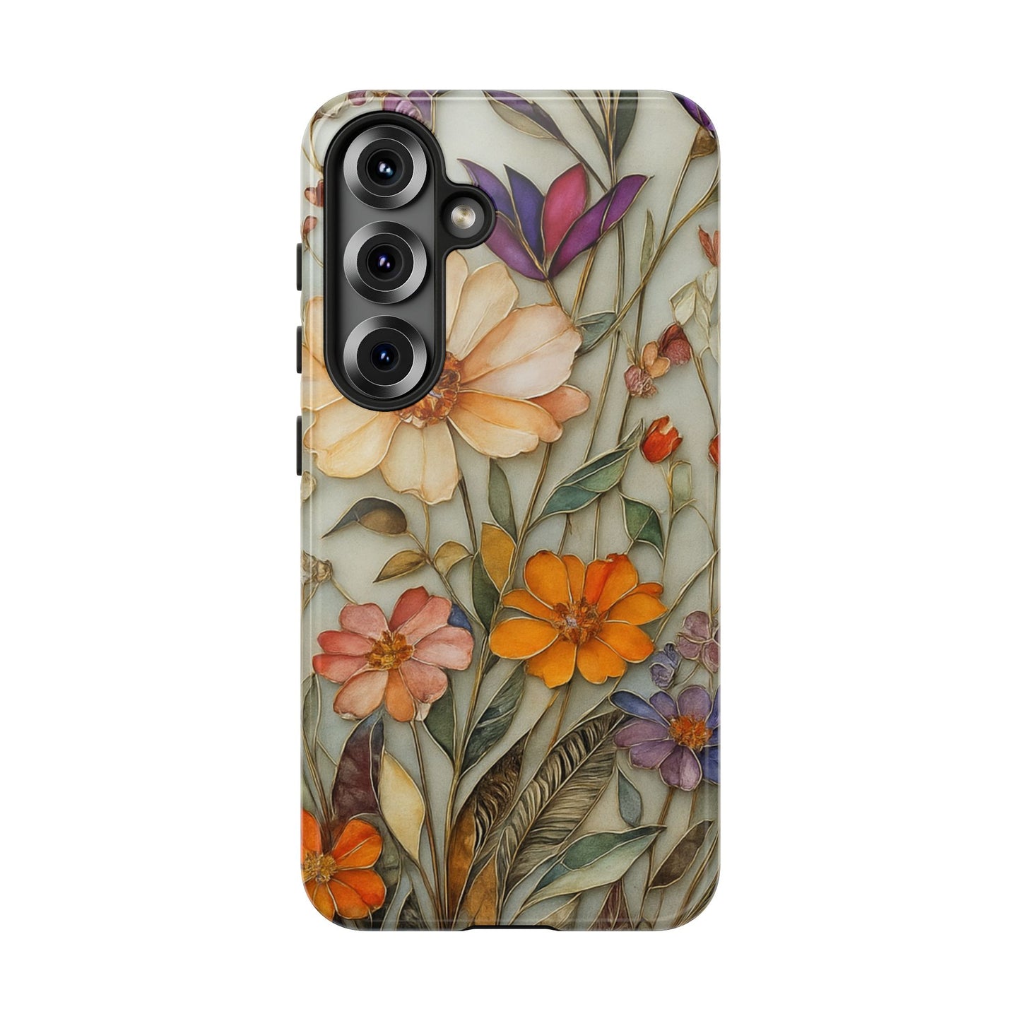 Phone case For iPhone & Samsung, Wildflower Mosaic MagSafe iPhone Case: Botanical Floral Design iPhone