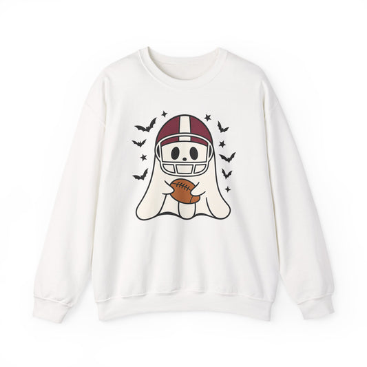 Halloween Ghost Football Sweatshirt, Cozy Crewneck, Unisex Sweatshirt, Fall Apparel, Spooky Season Fashion, Ghost Design