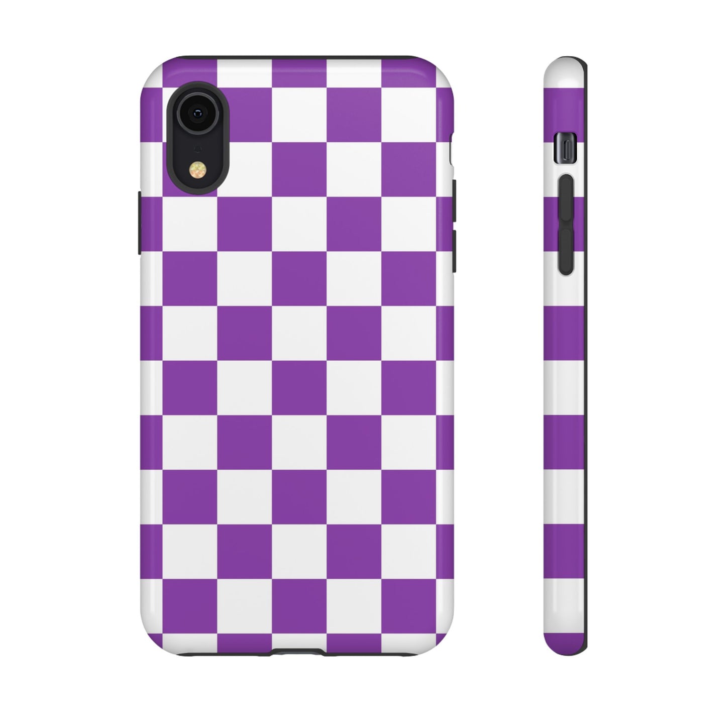 Purple Checkered Phone Case,  iPhone 17 Pro, 17, 16, 15, 14, 13, 12, 11, X, XR, XS MAX, Trendy Gift for Friends, Accessory for Occasions
