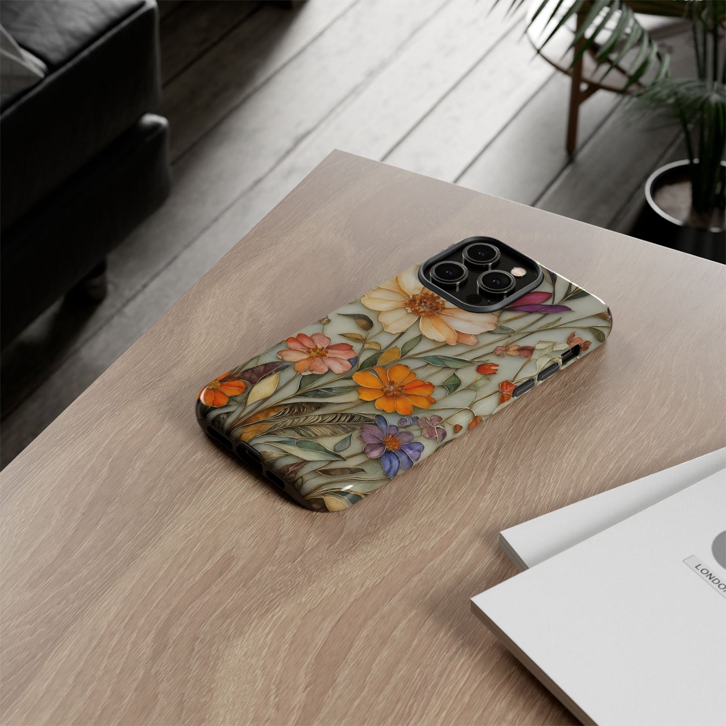 Phone case For iPhone & Samsung, Wildflower Mosaic MagSafe iPhone Case: Botanical Floral Design iPhone