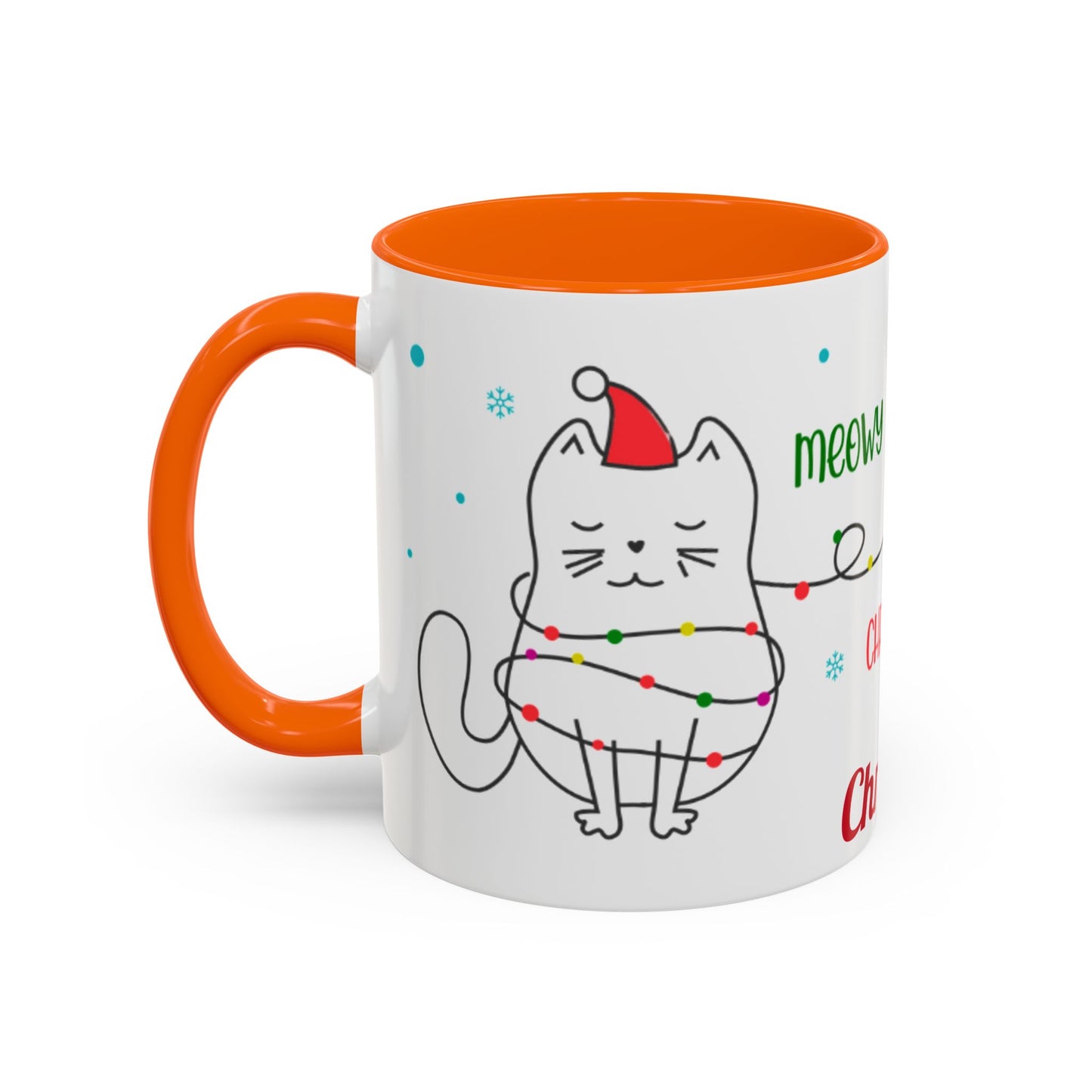 Personalized Meowy Christmas Accent Mug, Funny Holiday Coffee Cup, Cat Lover Gift, Festive Drinkware, Christmas Decor, Personalized Mug