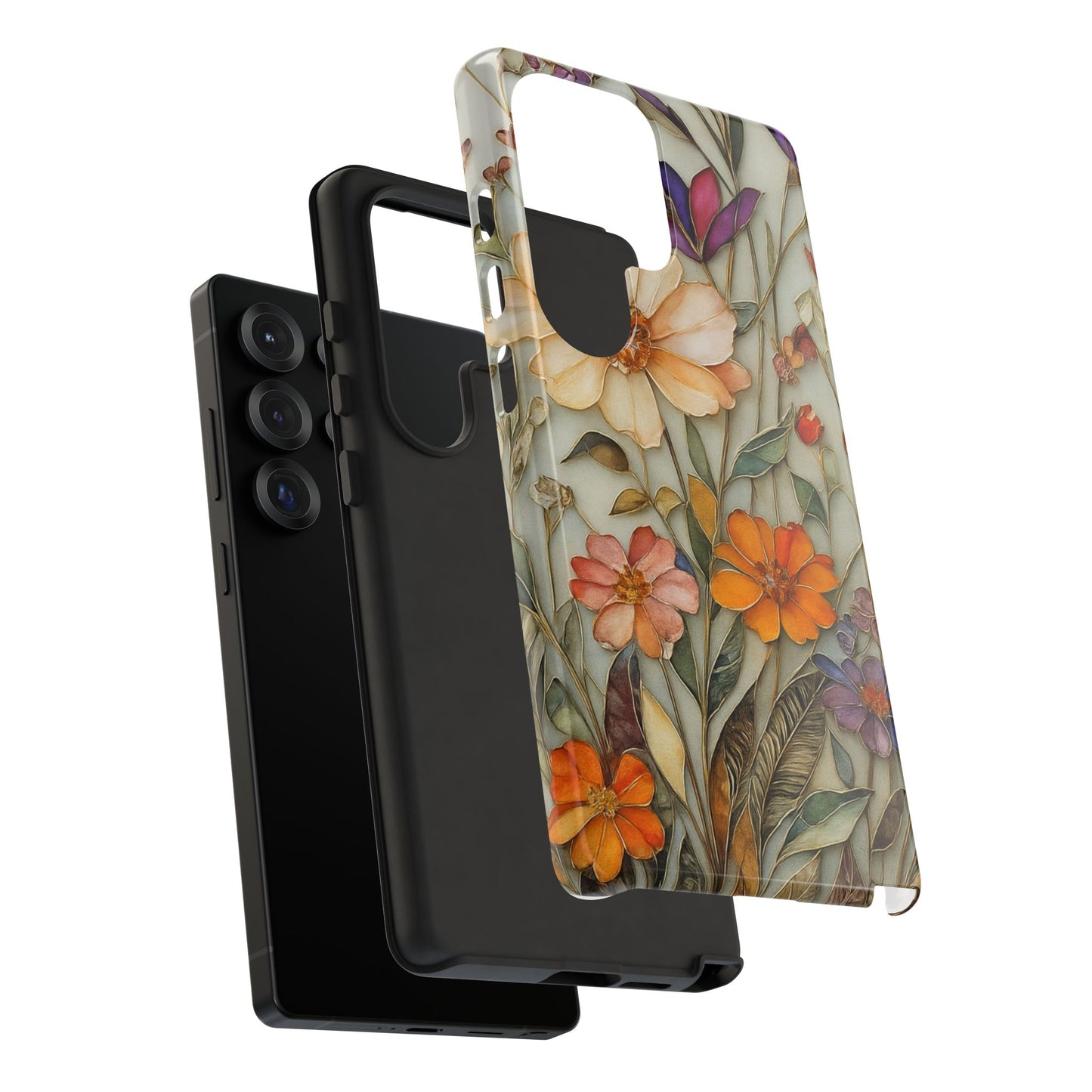 Phone case For iPhone & Samsung, Wildflower Mosaic MagSafe iPhone Case: Botanical Floral Design iPhone