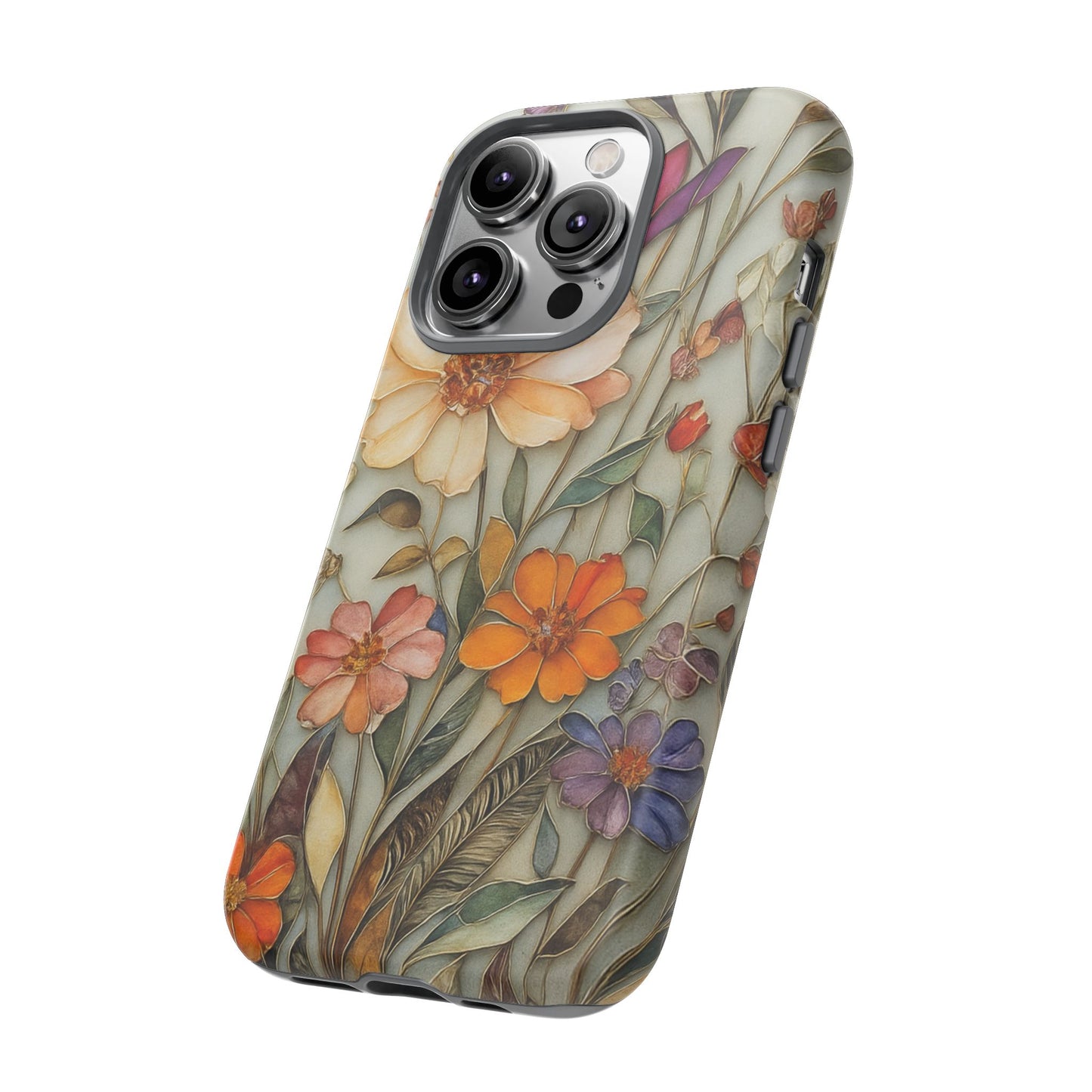Phone case For iPhone & Samsung, Wildflower Mosaic MagSafe iPhone Case: Botanical Floral Design iPhone