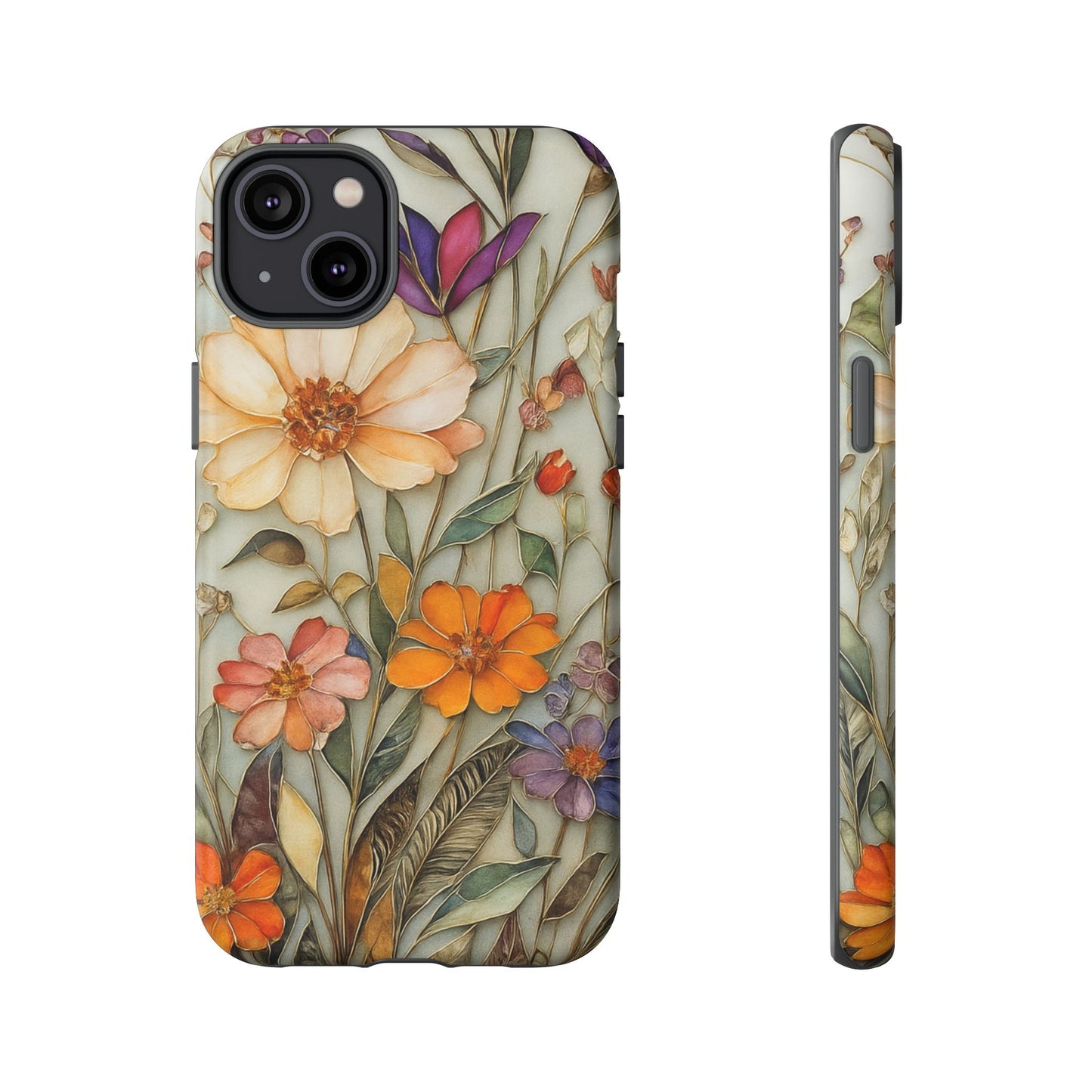 Phone case For iPhone & Samsung, Wildflower Mosaic MagSafe iPhone Case: Botanical Floral Design iPhone