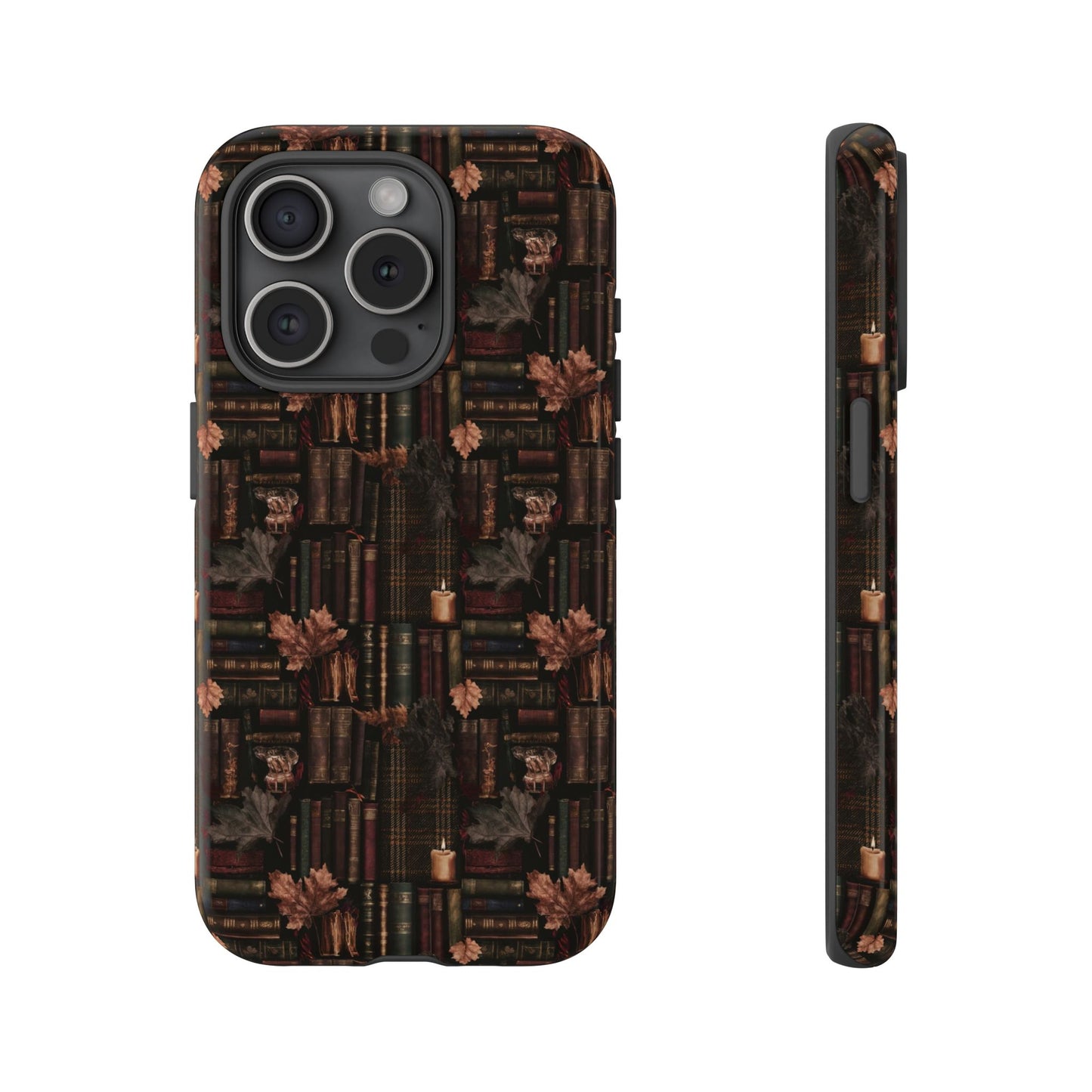 Gothic Phone Case Dark Academia Literary iPhone Samsung Cover with Books & Flowers, Phone case