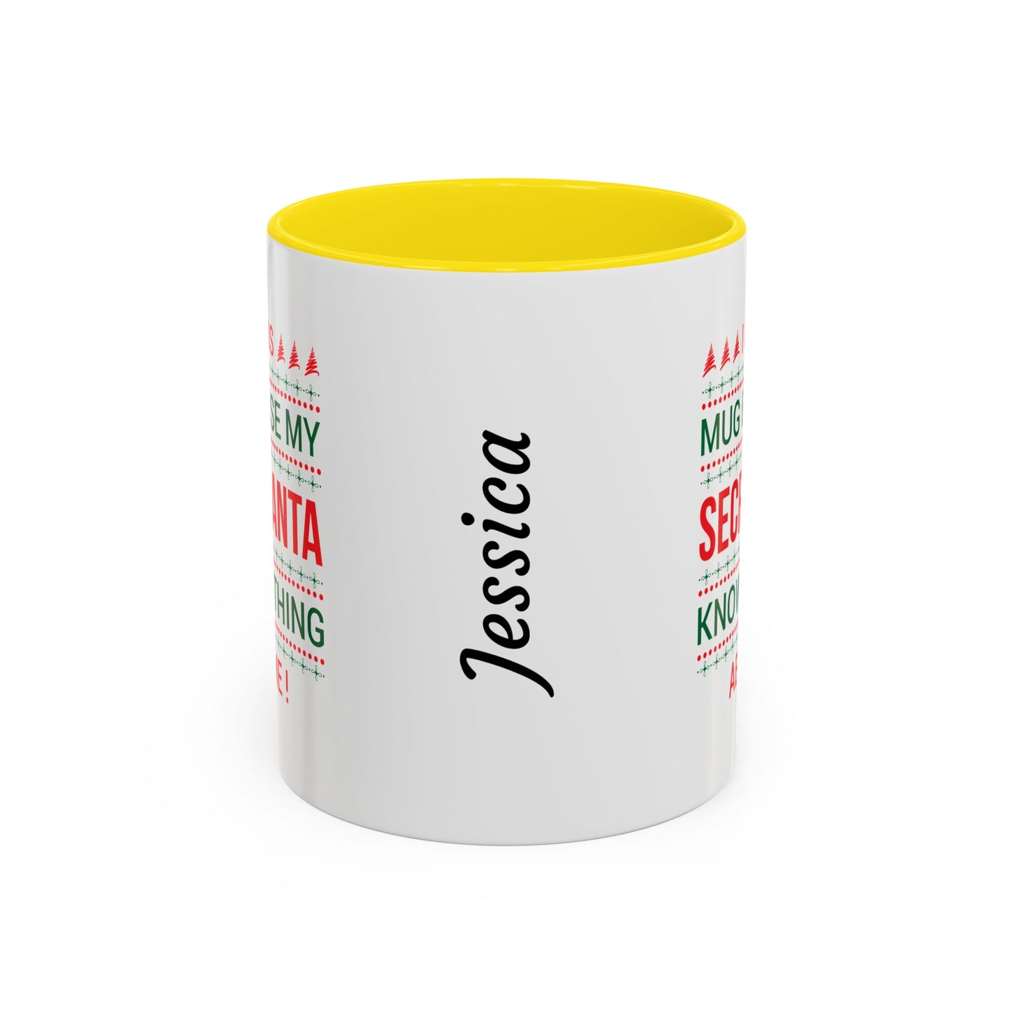 Personalized Secret Santa Accent Coffee Mug, Holiday Gift, Funny Christmas Mug, Unique Office Secret Santa Gift, Custom Drinkware