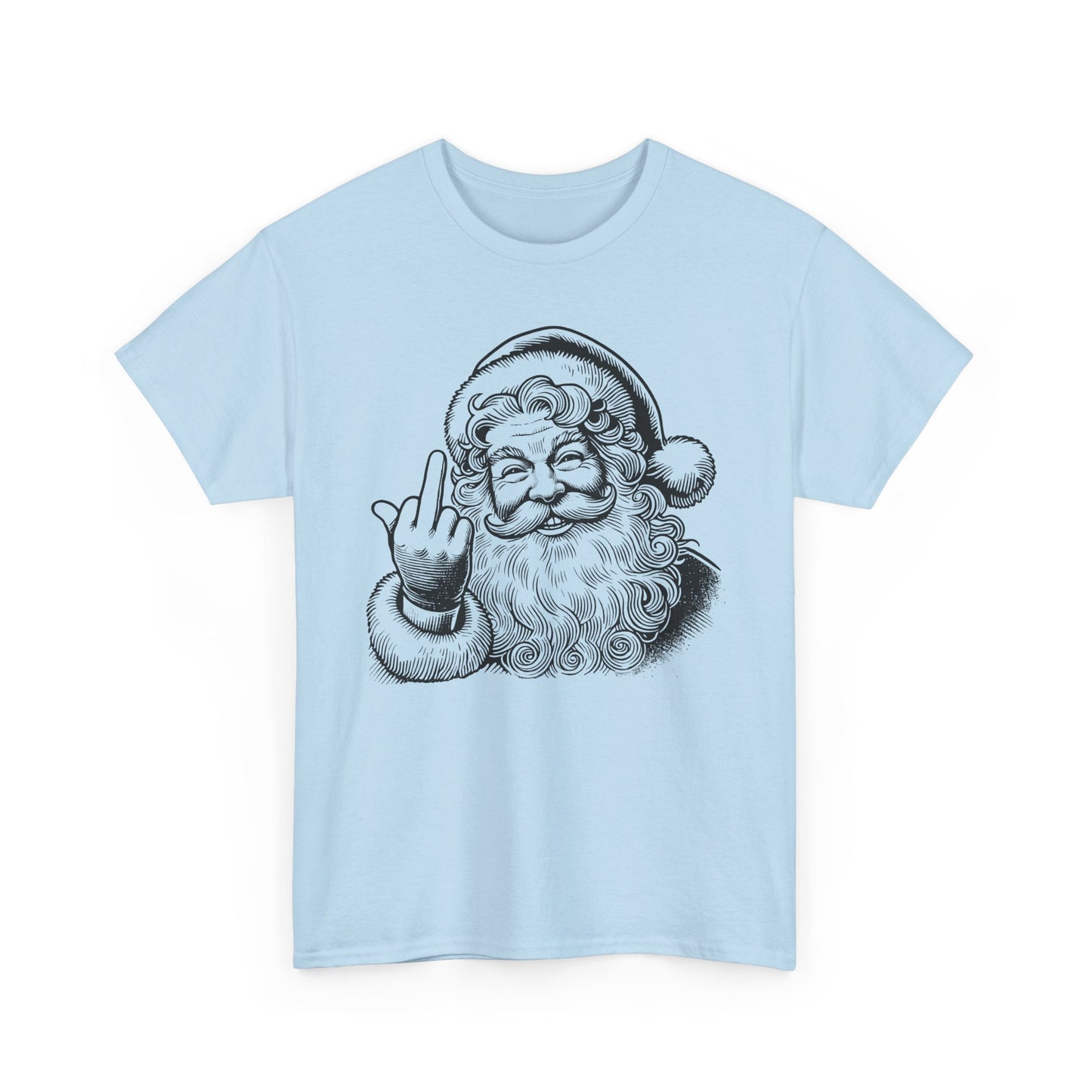 Funny Santa Heavy Cotton Tee, Christmas T-Shirt, Holiday Humor Top, Grumpy Santa Gift, Unisex Graphic Tee - Festive Santa Shirt, Christmas