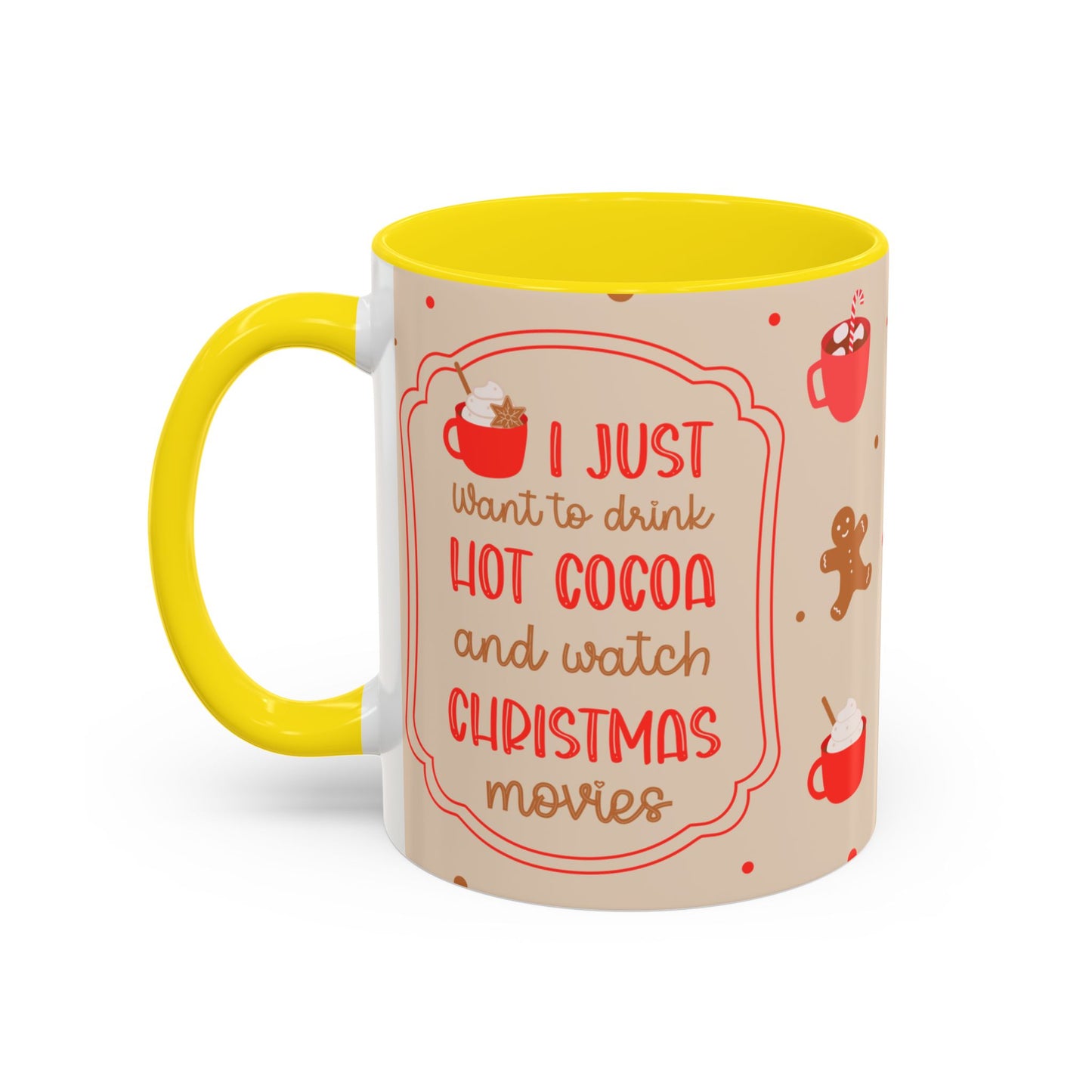 Festive Accent Coffee Mug, Holiday Gift, Hot Chocolate Lover, Christmas Decor, Winter Vibes, Cozy Mugs, Gift for her