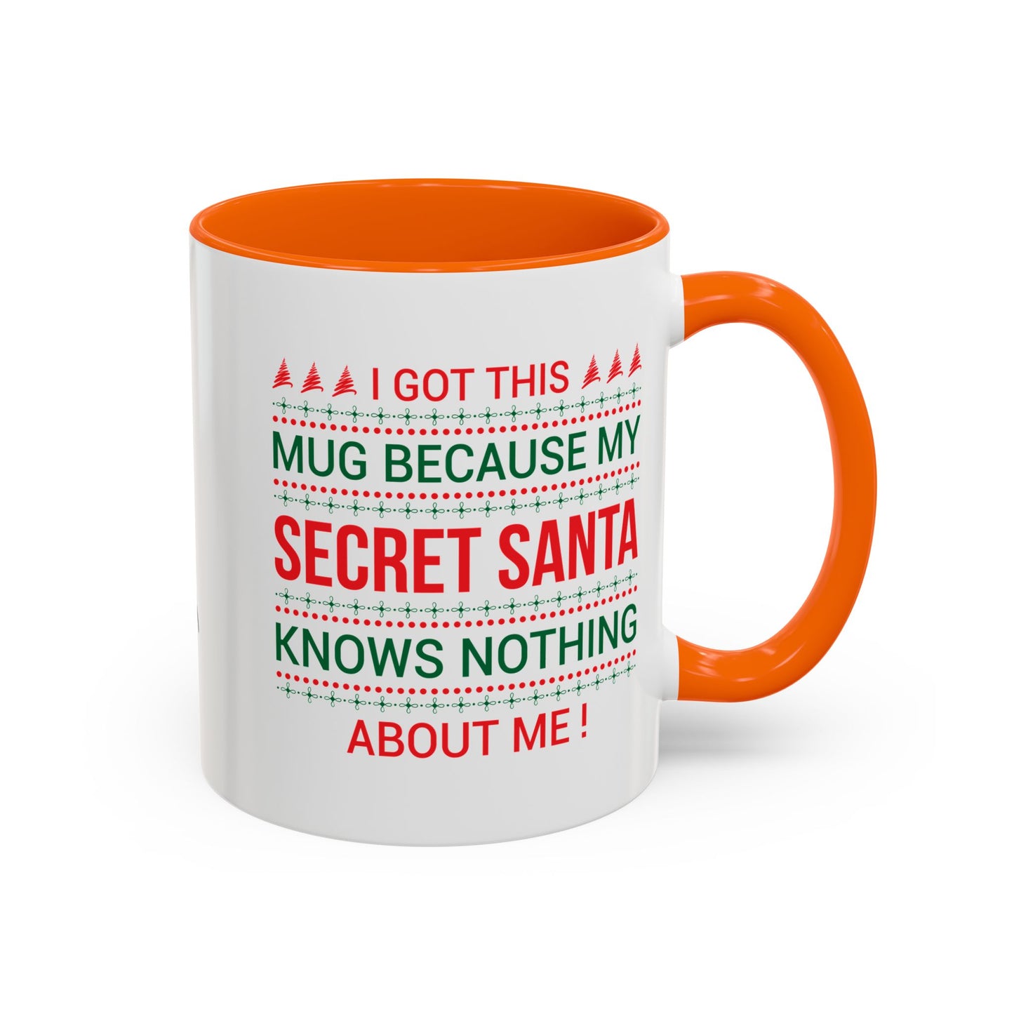 Personalized Secret Santa Accent Coffee Mug, Holiday Gift, Funny Christmas Mug, Unique Office Secret Santa Gift, Custom Drinkware