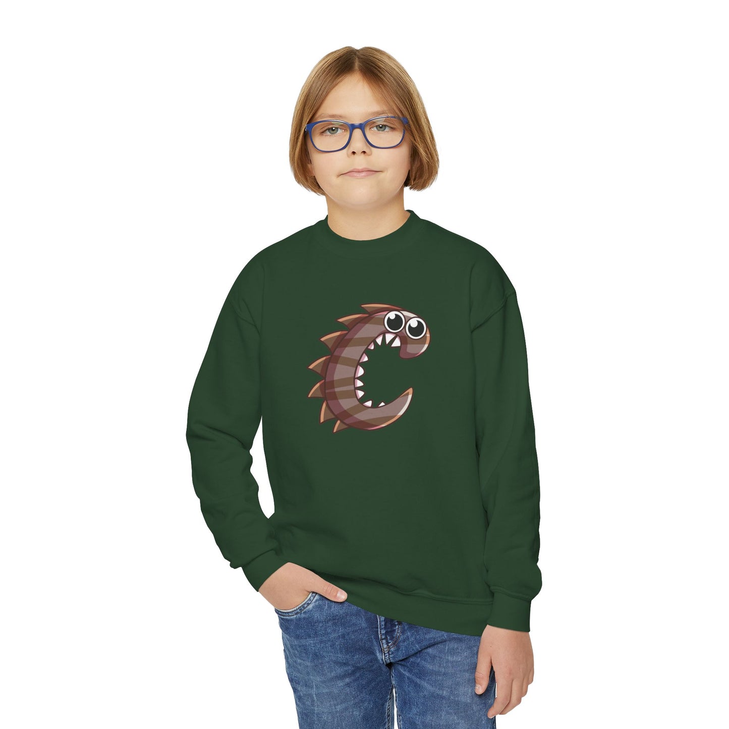 Cute Fish Graphic Youth Crewneck Sweatshirt, Fun Gift, Cozy Wear, Casual Style, Perfect for Kids, Name Initial Sweatshirt, Birthday Gift