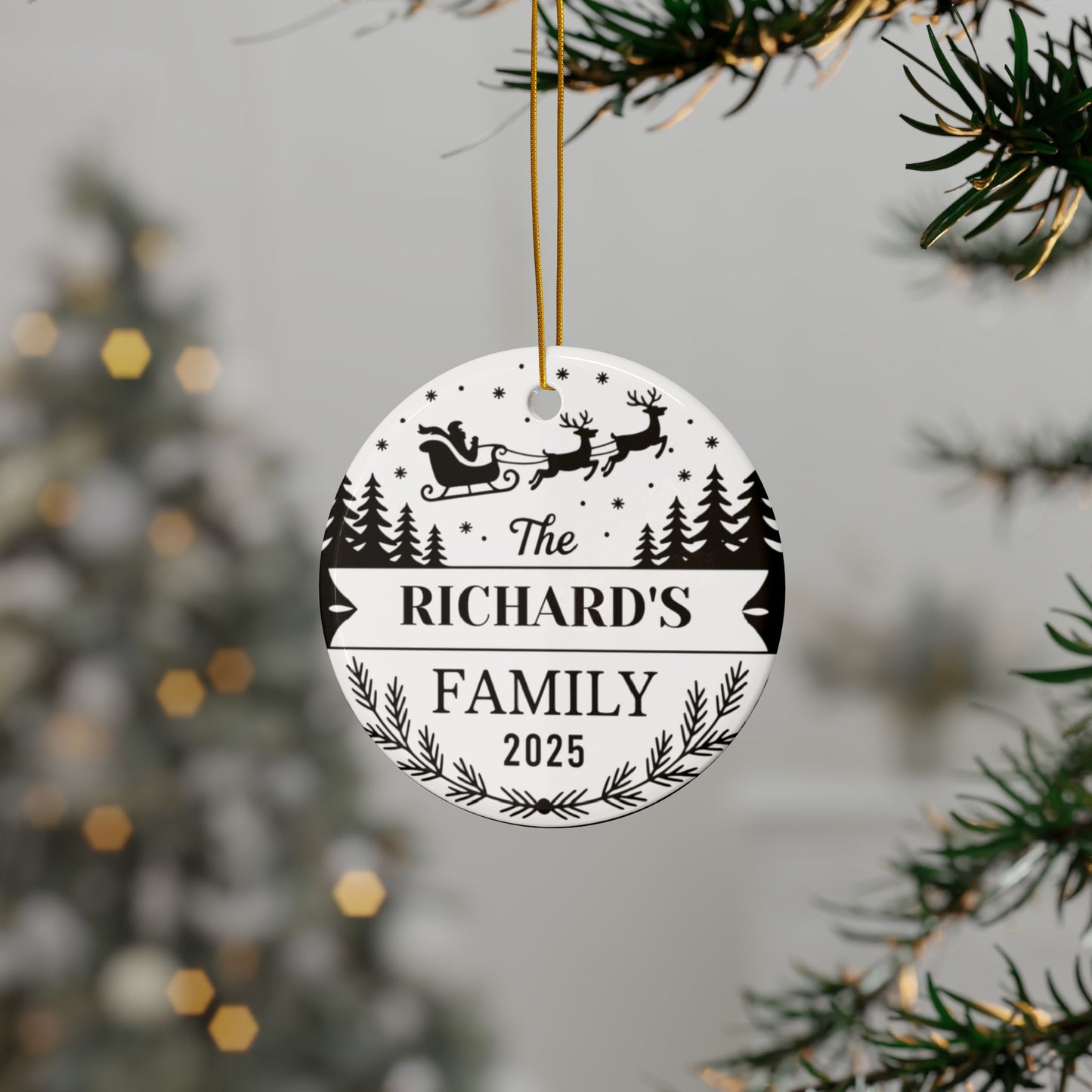 Personalized Decorative Ceramic Ornaments, Family Ornaments for Christmas, Holiday Decor, Unique Gift Ideas, Double-Sided Design