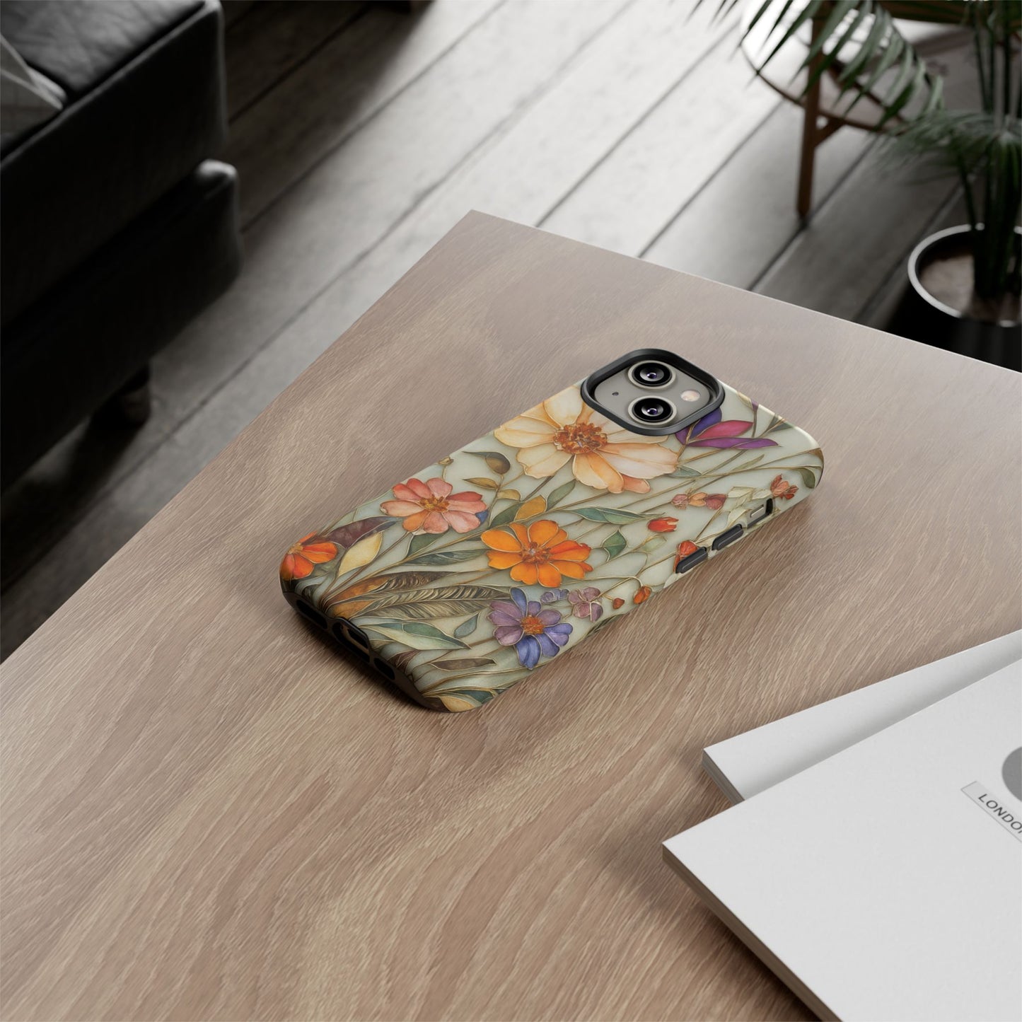 Phone case For iPhone & Samsung, Wildflower Mosaic MagSafe iPhone Case: Botanical Floral Design iPhone