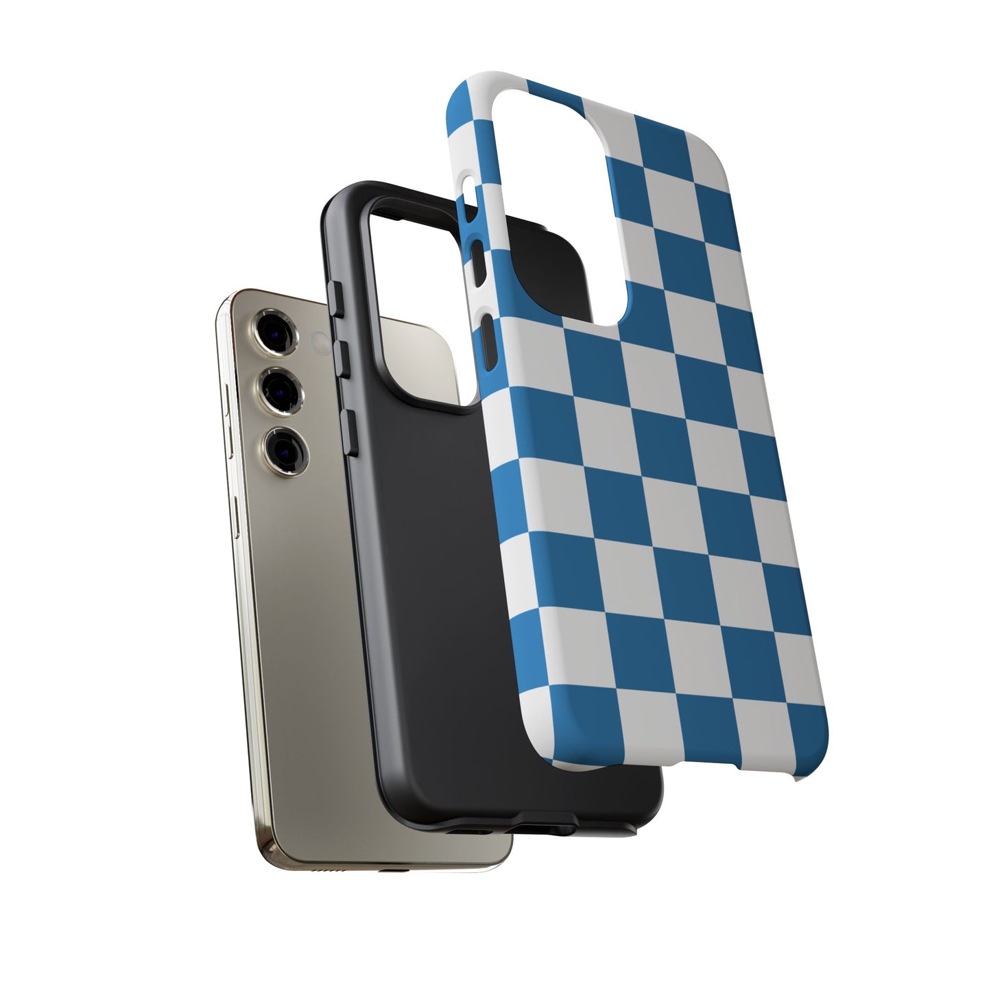 Blue Checkerboard Phone Case, Samsung Galaxy S25, S25 Plus, S24, S24 Plus, S24 Ultra, S23, S22, S22 Plus, S21 Ultra, S21 FE, S20+