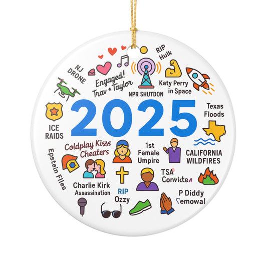 2025 Christmas Ornament, 2025 Year in Review Ornament, Major Notable Events Ornament, Funny Cute Year to Remember Commemorative Ornament