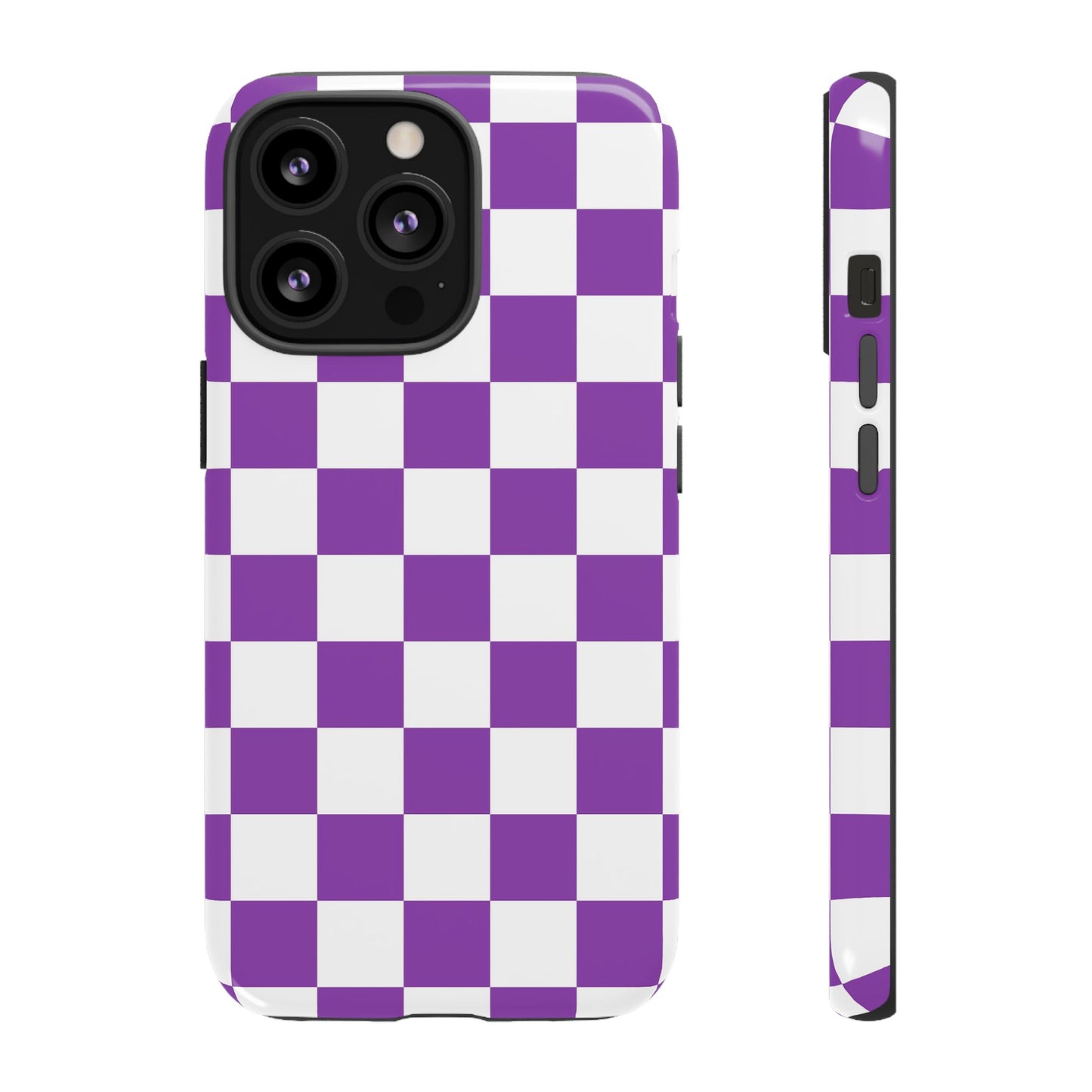 Purple Checkered Phone Case,  iPhone 17 Pro, 17, 16, 15, 14, 13, 12, 11, X, XR, XS MAX, Trendy Gift for Friends, Accessory for Occasions