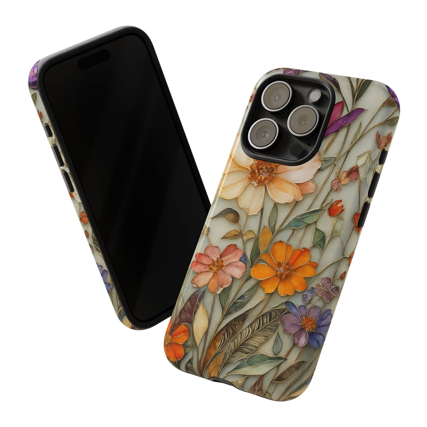 Phone case For iPhone & Samsung, Wildflower Mosaic MagSafe iPhone Case: Botanical Floral Design iPhone