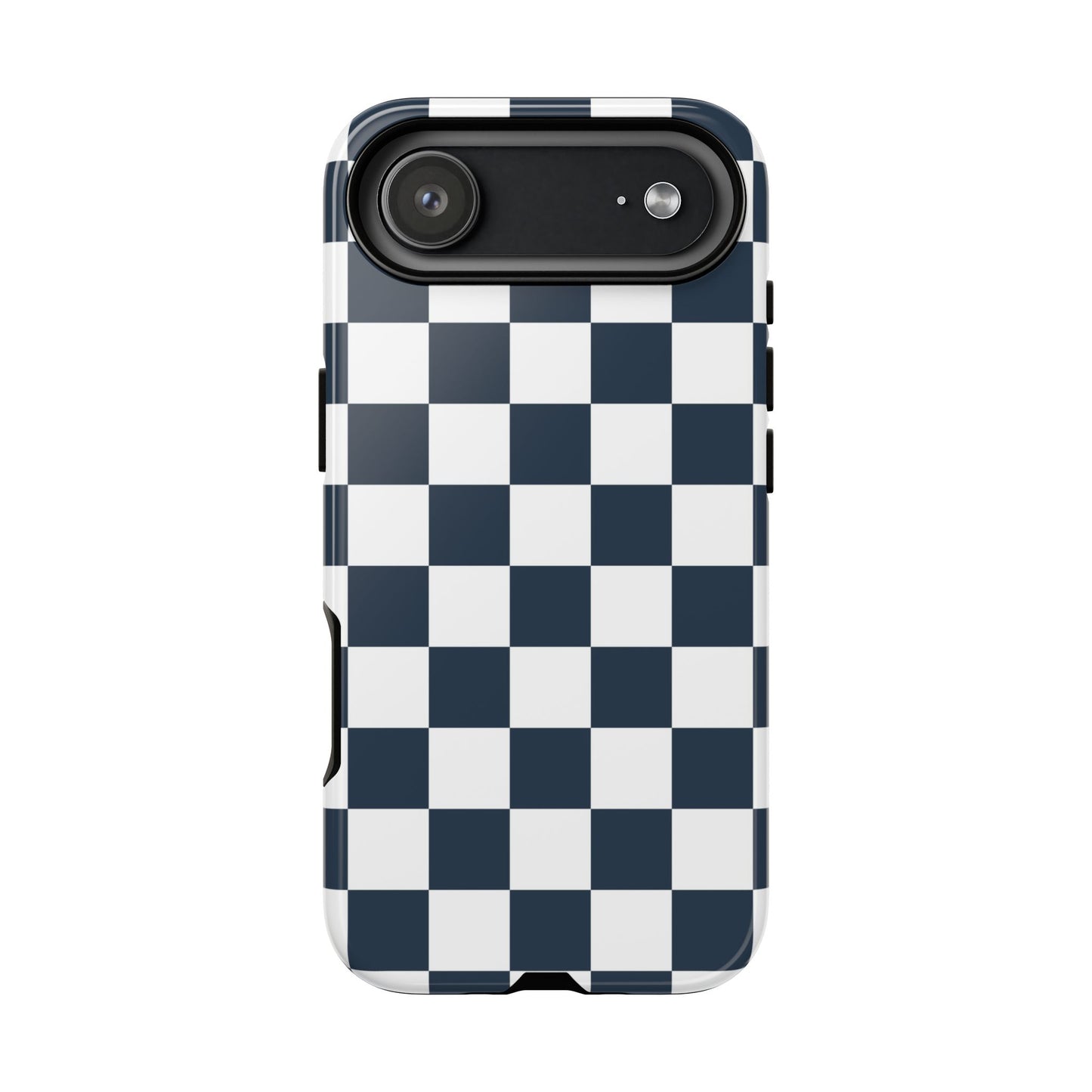 Navy Checkerboard Phone Case, iPhone 17 Pro, 17, 16, 15, 14, 13, 12, 11, X, XR, XS MAX, Tough Case for iPhone