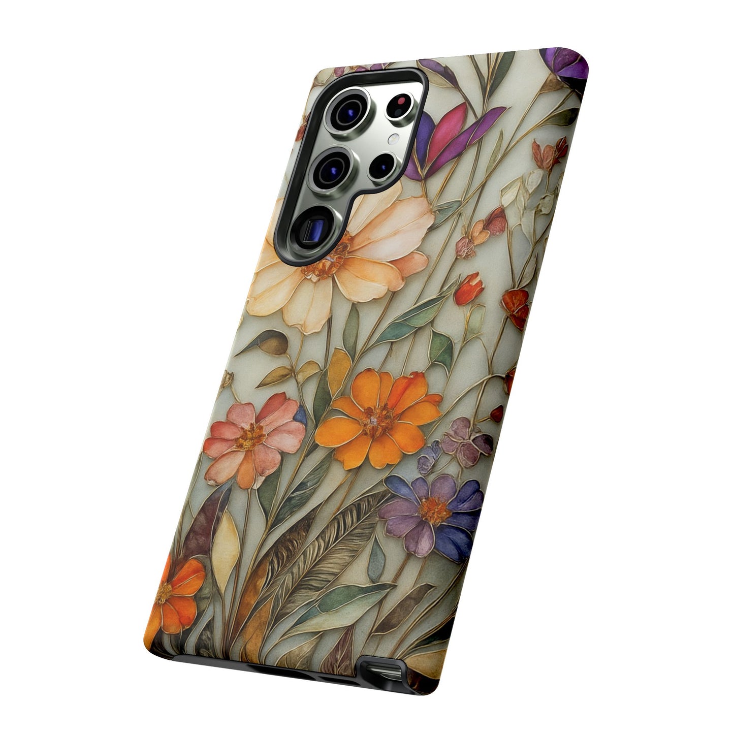 Phone case For iPhone & Samsung, Wildflower Mosaic MagSafe iPhone Case: Botanical Floral Design iPhone