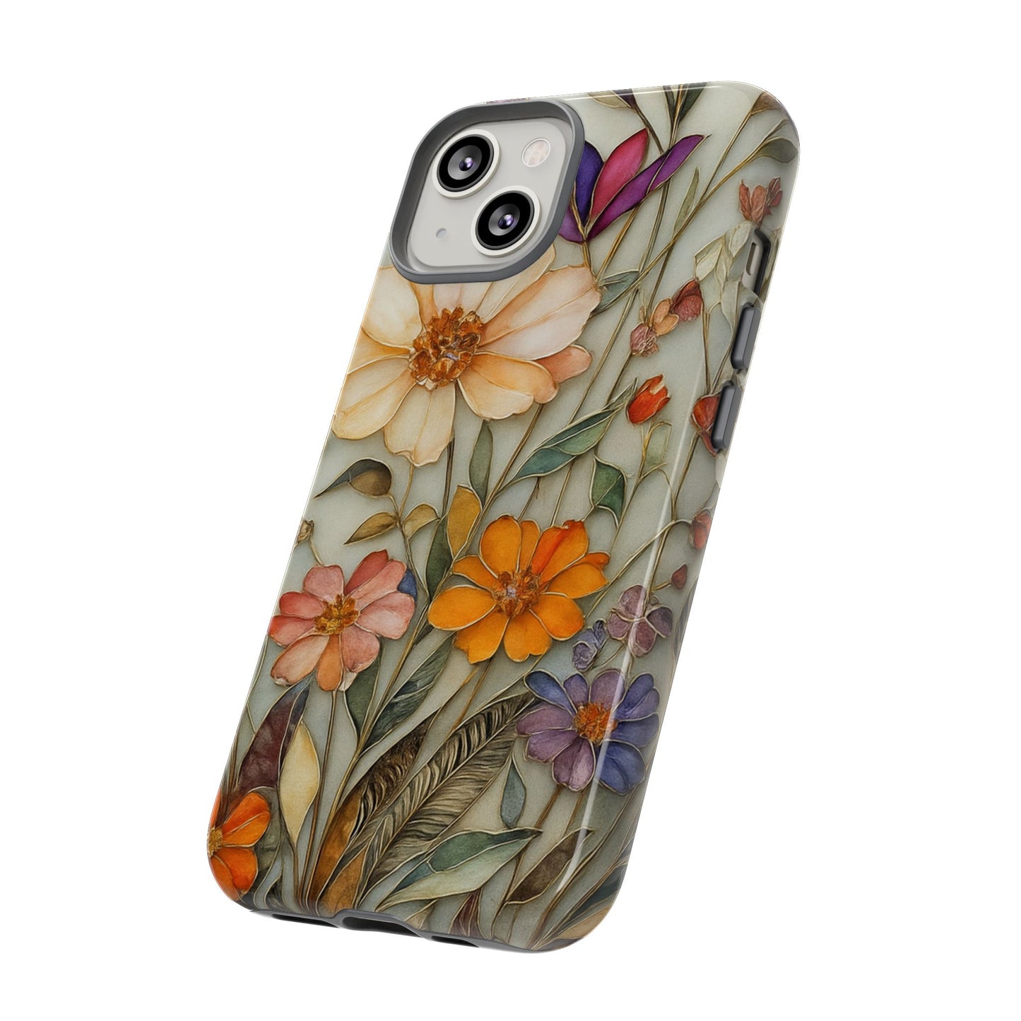 Phone case For iPhone & Samsung, Wildflower Mosaic MagSafe iPhone Case: Botanical Floral Design iPhone